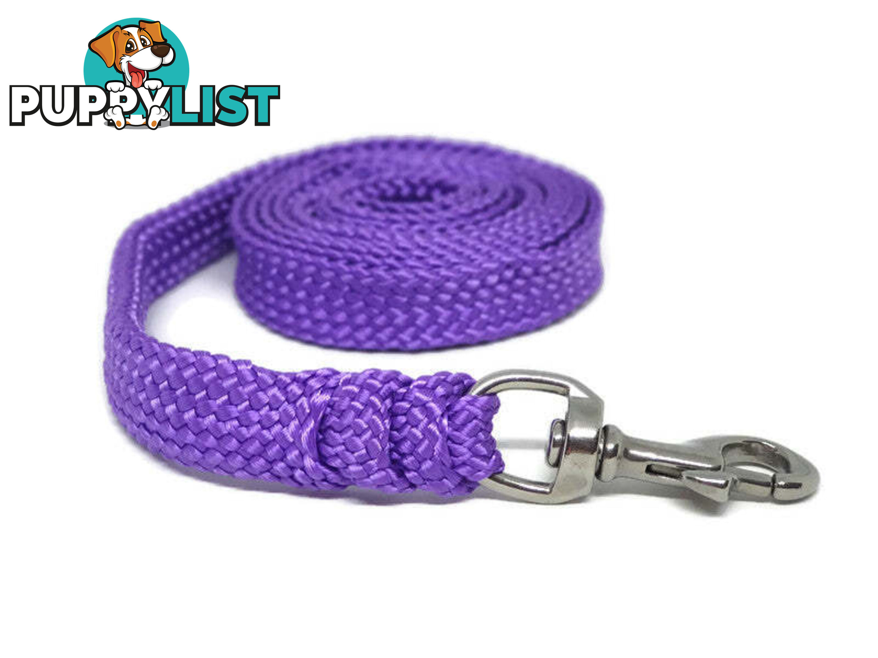 1.8m to 10m Long Dog Lead No Stitching Tough Yarnix 20mm Wide - YNXLD201.8BRPUR