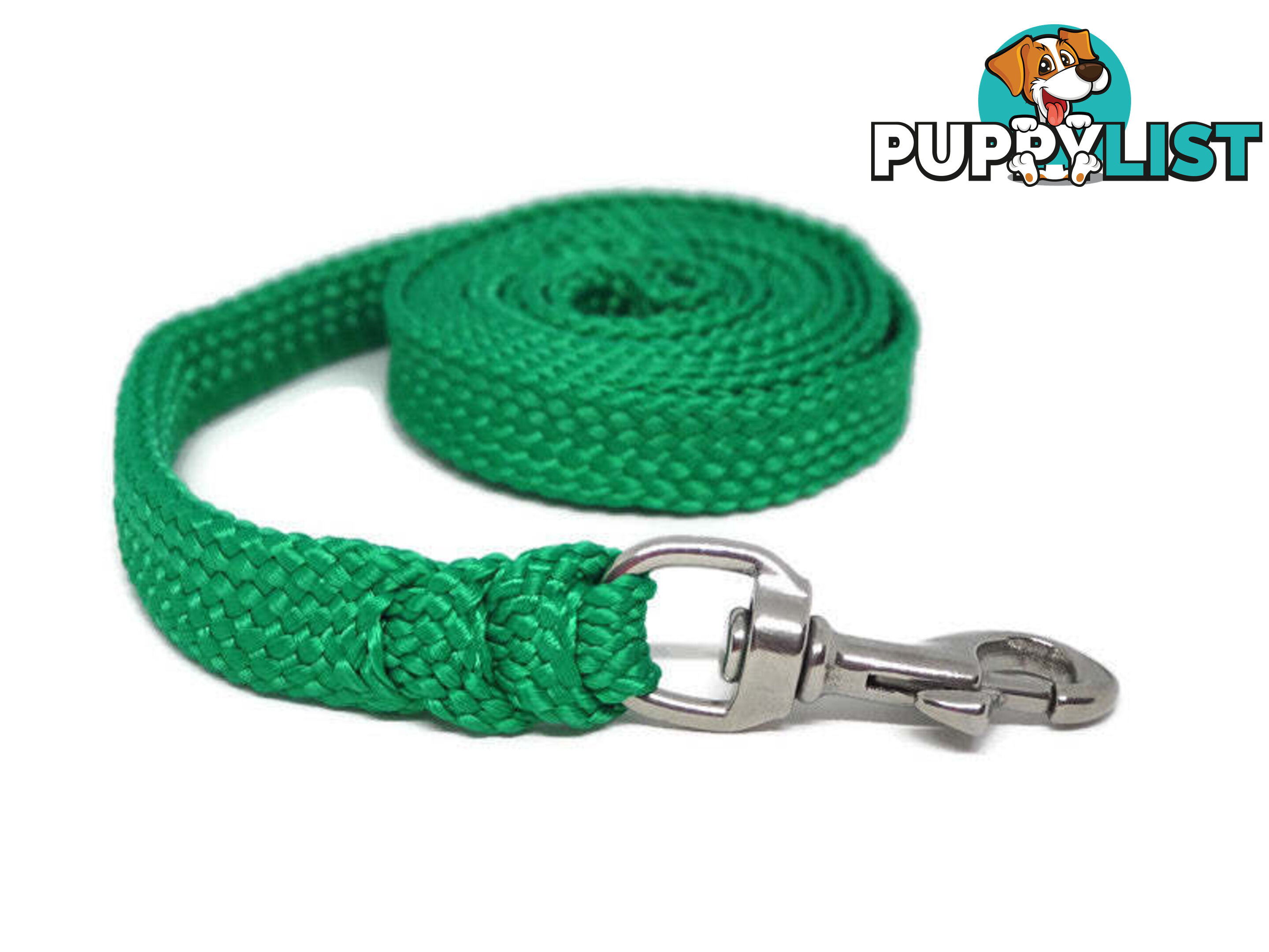 1.8m to 10m Long Dog Lead No Stitching Tough Yarnix 20mm Wide - YNXLD205BRGRN