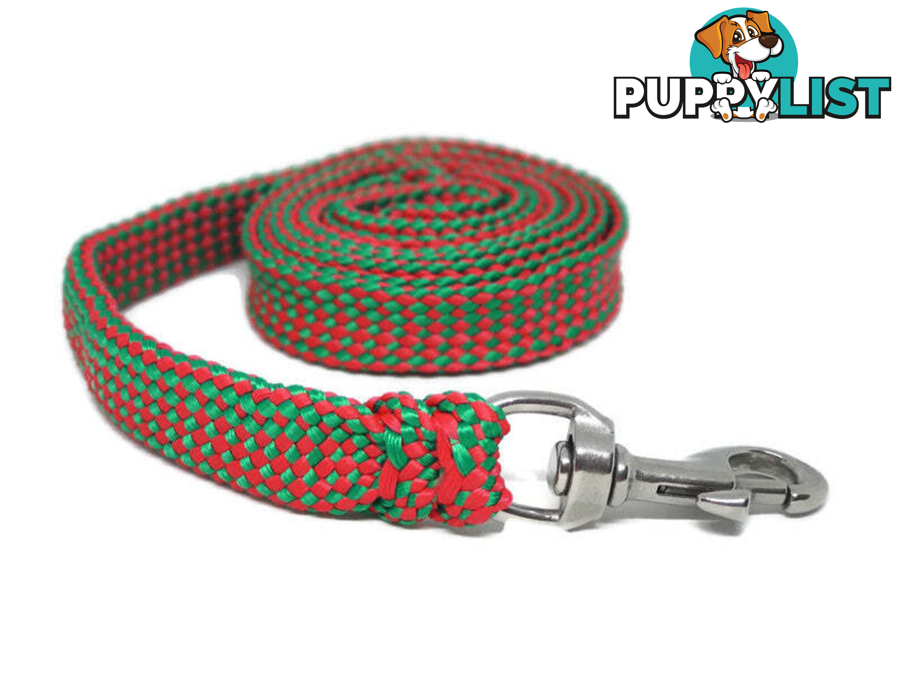 1.8m to 10m Long Dog Lead No Stitching Tough Yarnix 20mm Wide - YNXLD205BRGRN