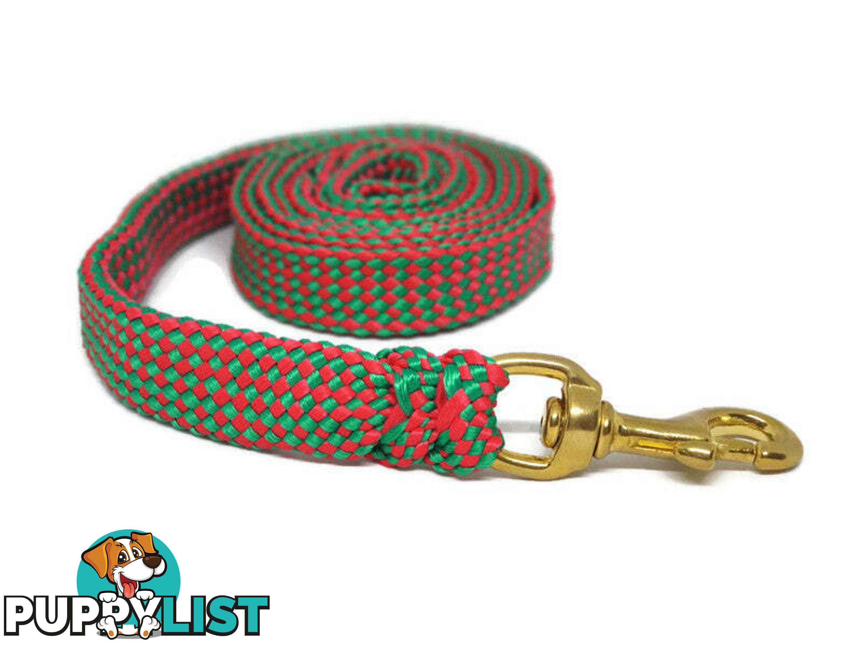 1.8m to 10m Long Dog Lead No Stitching Tough Yarnix 20mm Wide - YNXLD205BRGRN