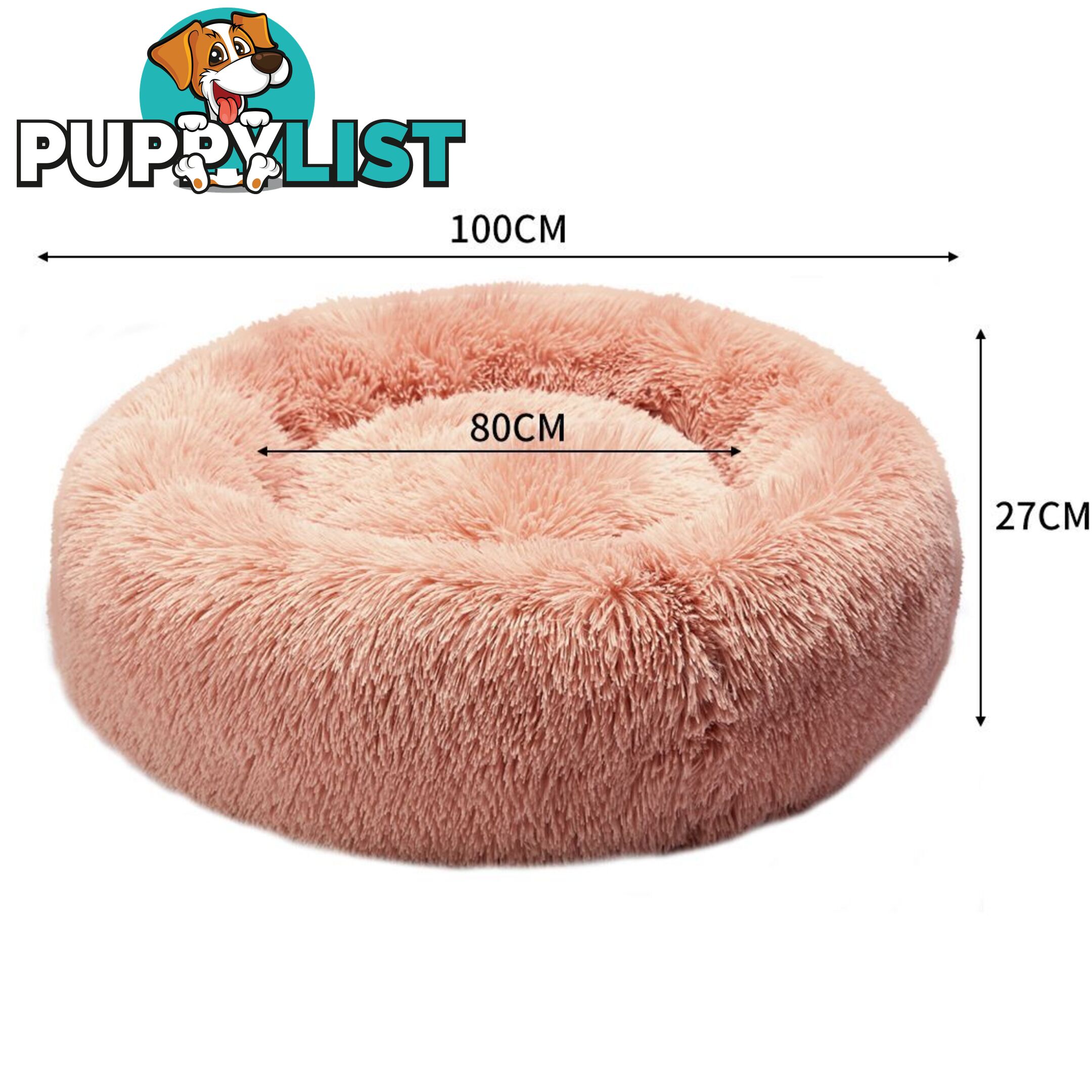 Pet Bed Cat Dog Donut Nest Calming Deep Sleeping Pink - WB-JC1058-M-PK