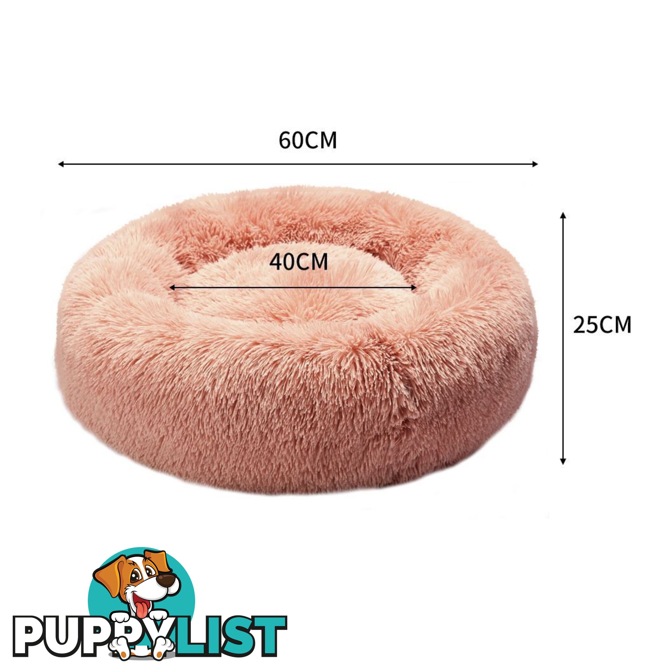 Pet Bed Cat Dog Donut Nest Calming Deep Sleeping Pink - WB-JC1058-M-PK
