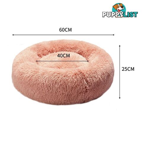 Pet Bed Cat Dog Donut Nest Calming Deep Sleeping Pink - WB-JC1058-M-PK