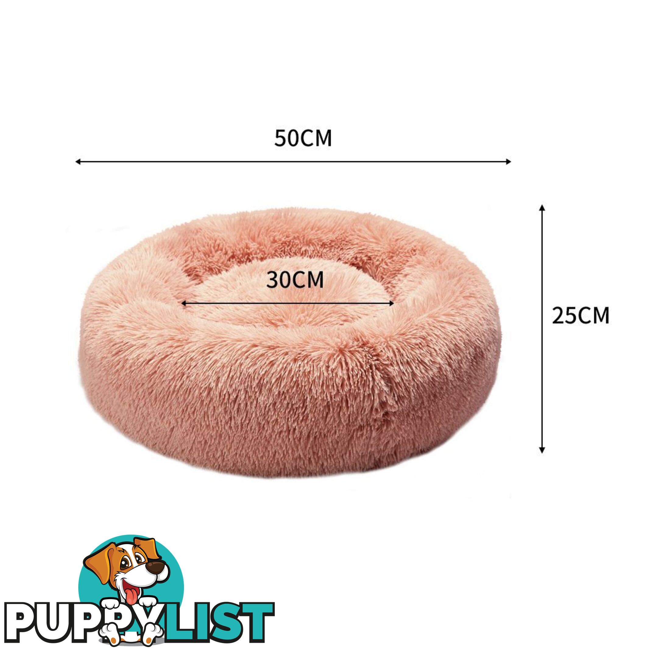 Pet Bed Cat Dog Donut Nest Calming Deep Sleeping Pink - WB-JC1058-M-PK