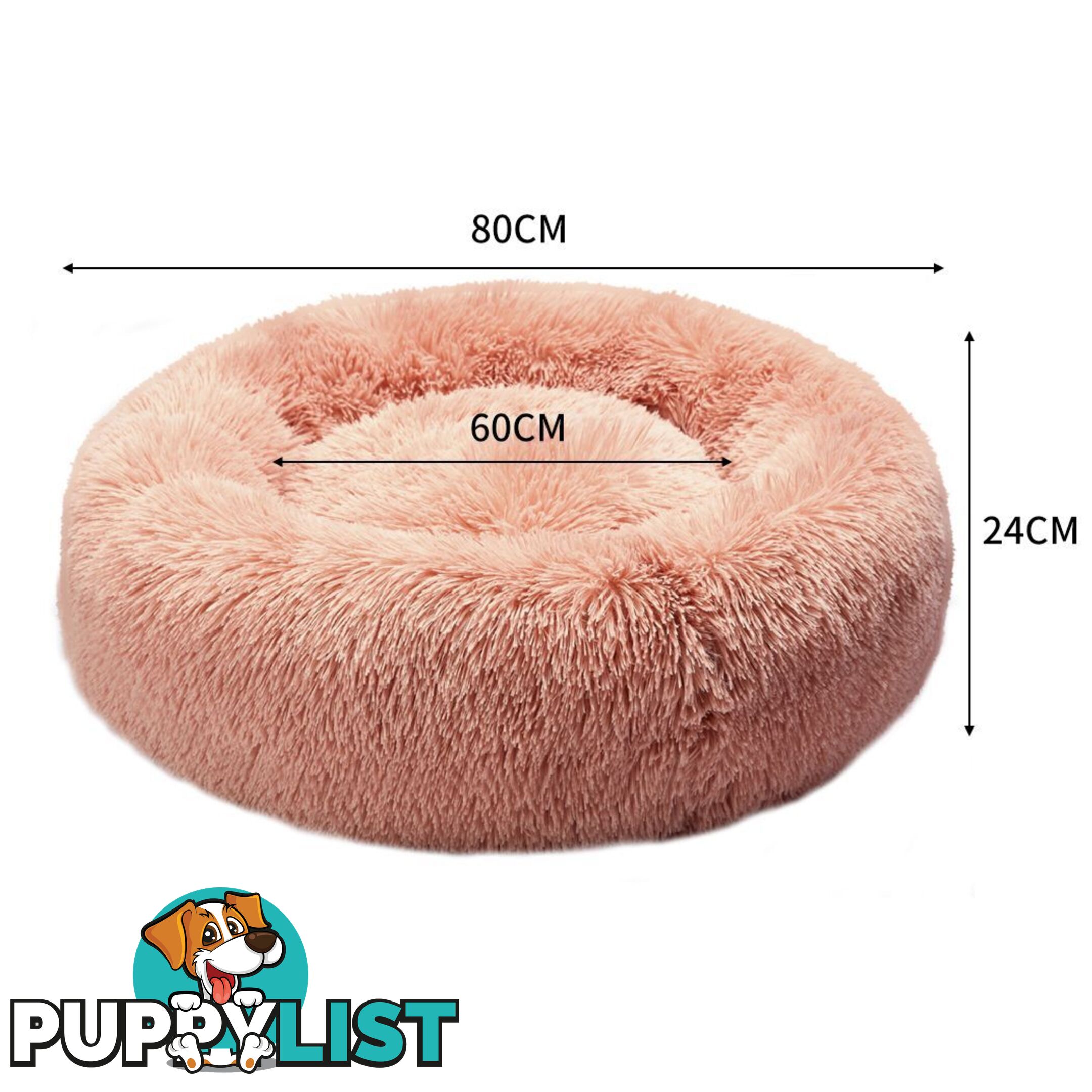 Pet Bed Cat Dog Donut Nest Calming Deep Sleeping Pink - WB-JC1058-M-PK