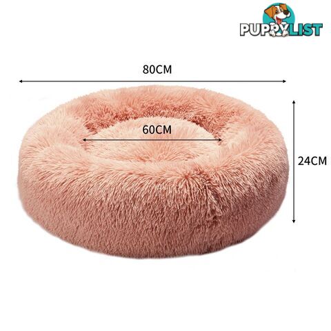 Pet Bed Cat Dog Donut Nest Calming Deep Sleeping Pink - WB-JC1058-M-PK