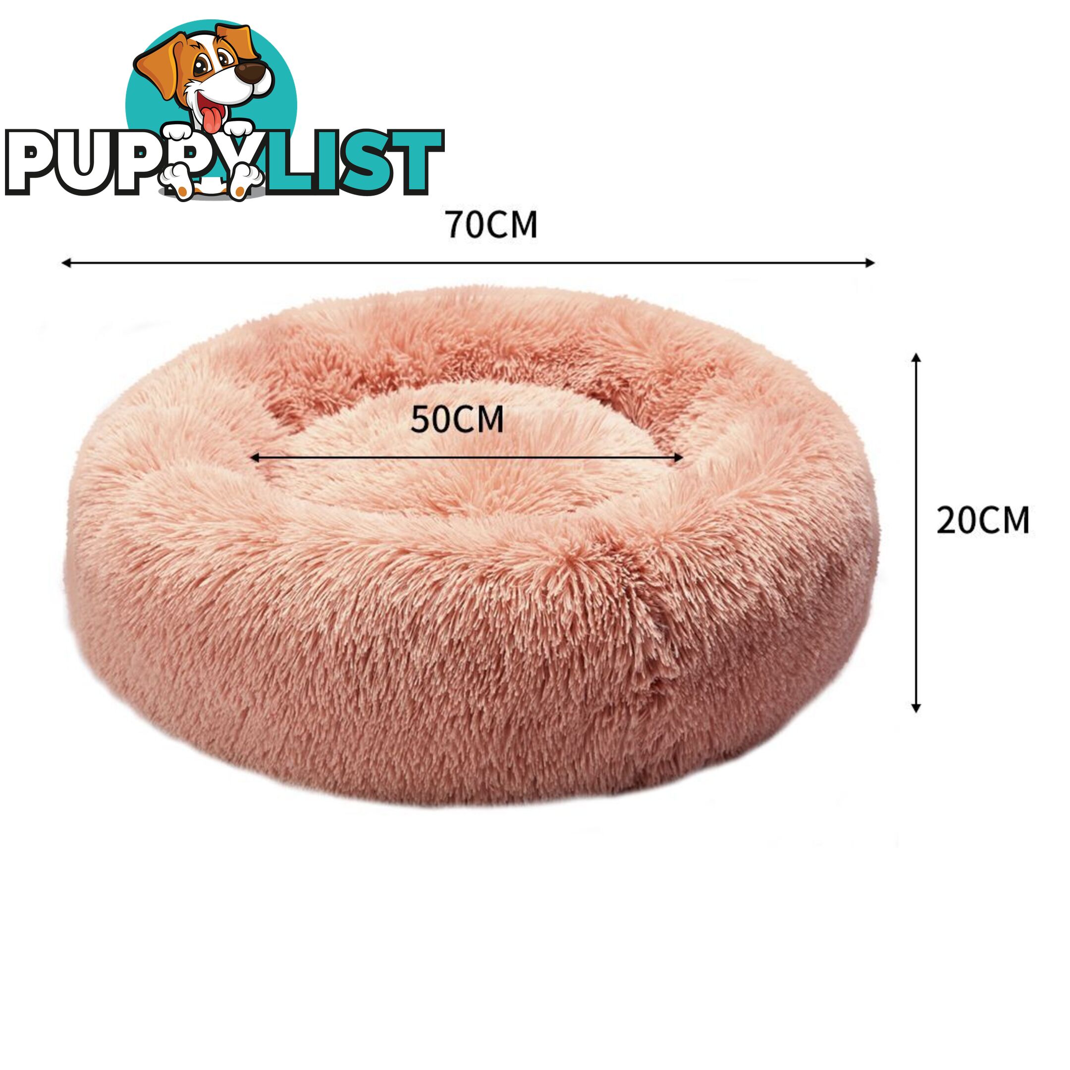 Pet Bed Cat Dog Donut Nest Calming Deep Sleeping Pink - WB-JC1058-M-PK