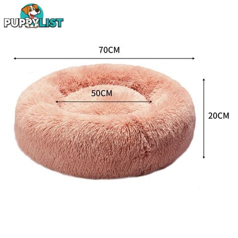 Pet Bed Cat Dog Donut Nest Calming Deep Sleeping Pink - WB-JC1058-M-PK
