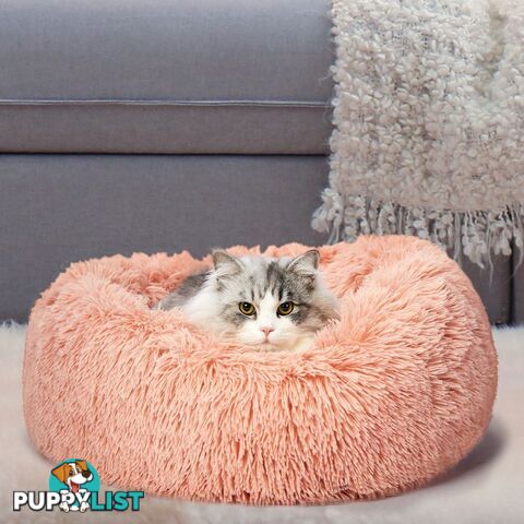 Pet Bed Cat Dog Donut Nest Calming Deep Sleeping Pink - WB-JC1058-M-PK