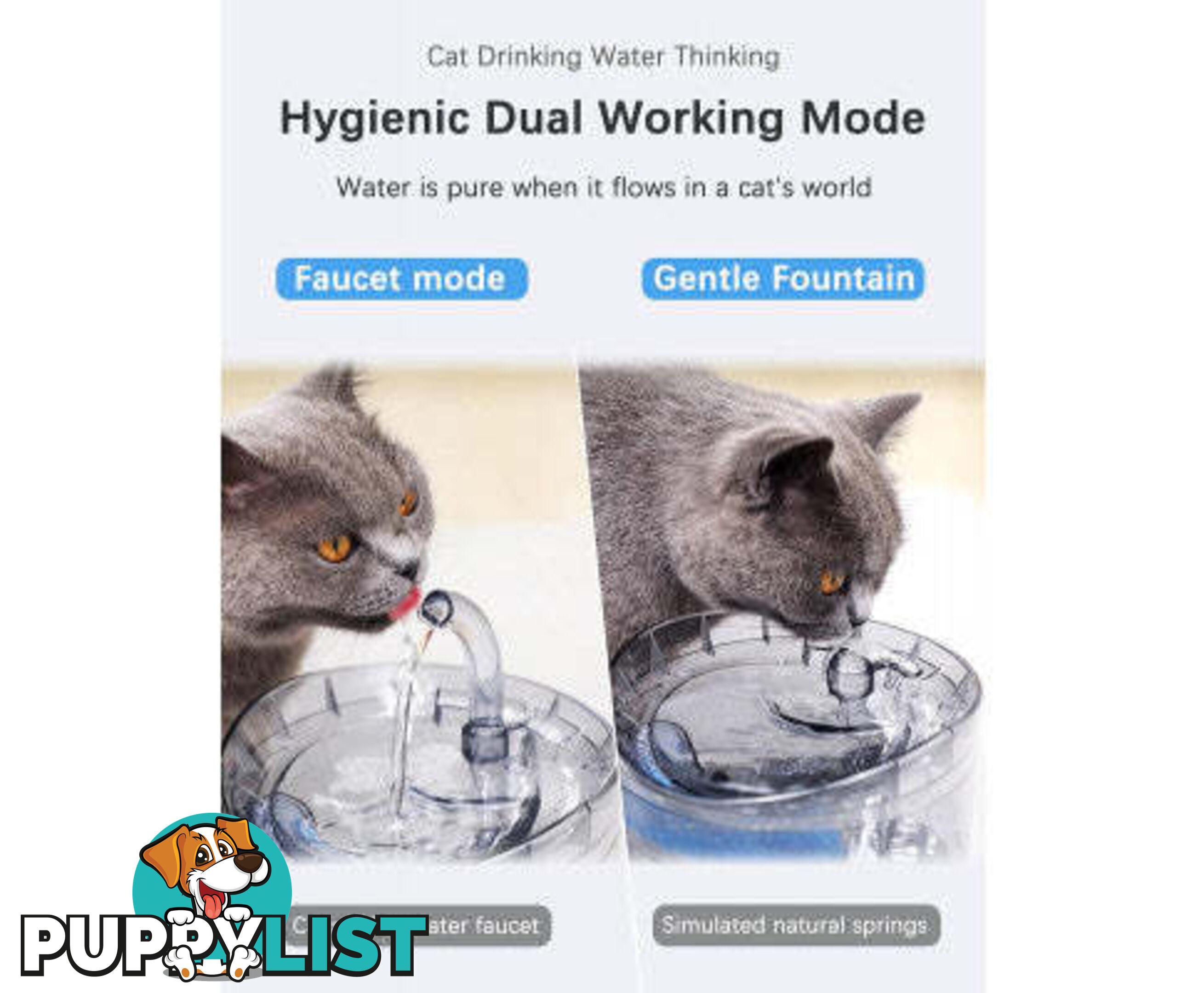 Cat Dog Water Fountain Pet Water Dispenser 1.8L Automatic Drinking Fountain for Cats Kitty Indoor - V324-PET-DRINKBWF060-BAS