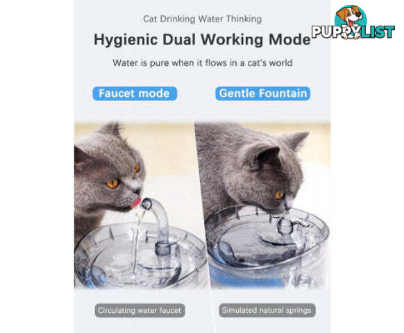 Cat Dog Water Fountain Pet Water Dispenser 1.8L Automatic Drinking Fountain for Cats Kitty Indoor - V324-PET-DRINKBWF060-BAS