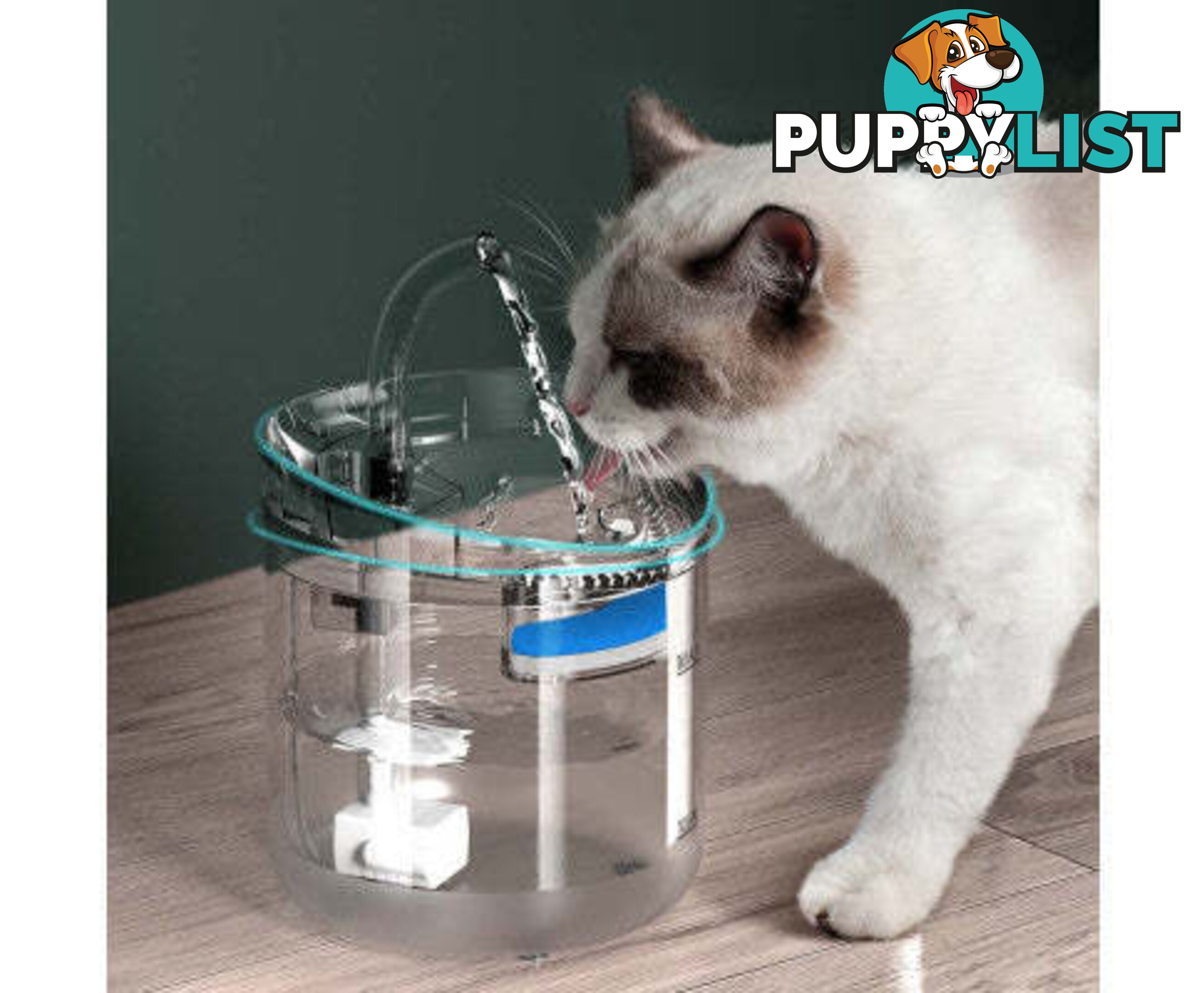Cat Dog Water Fountain Pet Water Dispenser 1.8L Automatic Drinking Fountain for Cats Kitty Indoor - V324-PET-DRINKBWF060-BAS