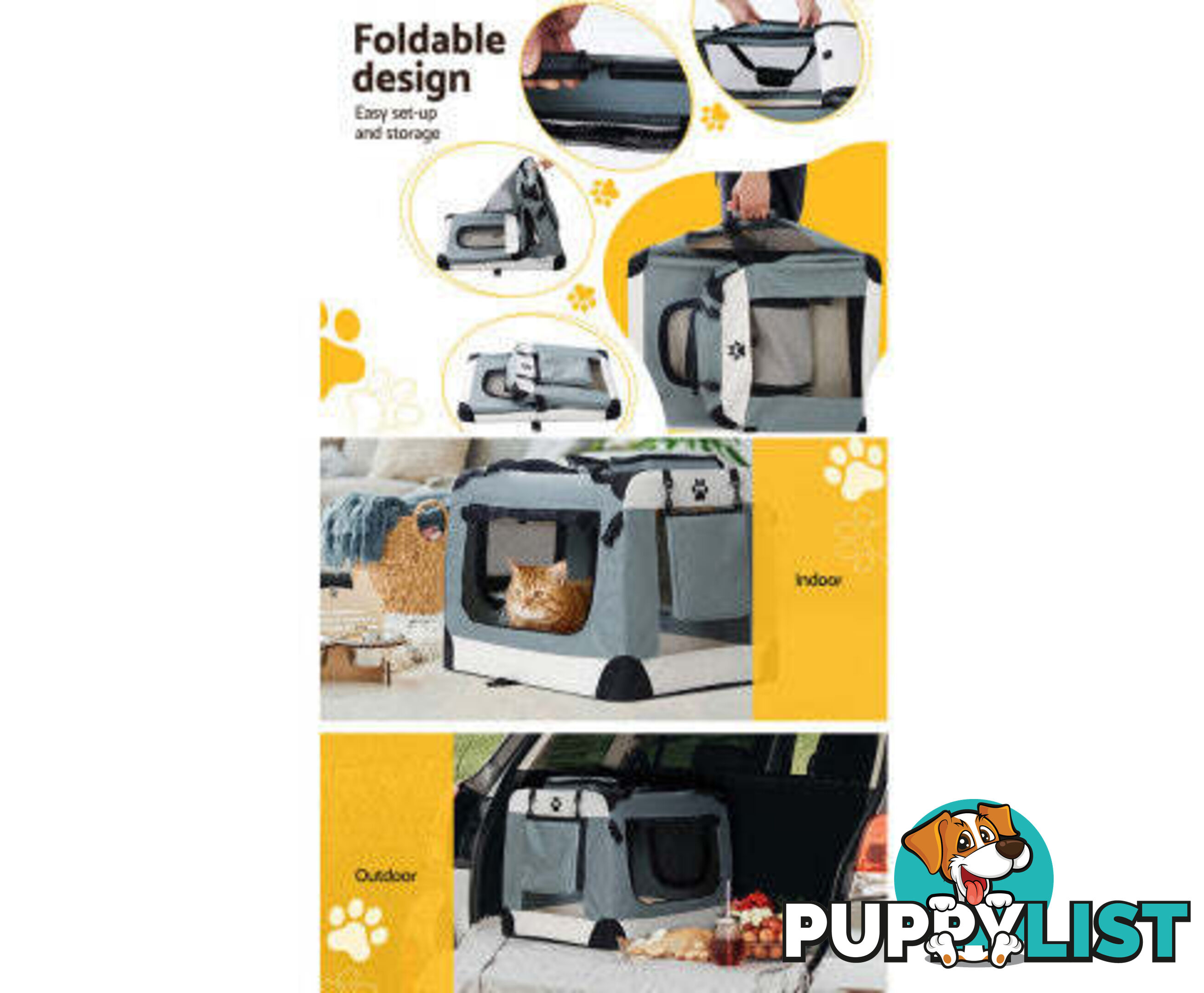 i.Pet Pet Carrier Soft Crate Dog Cat Travel Portable Cage Kennel Foldable - PET-CARRIER-2XL-BL