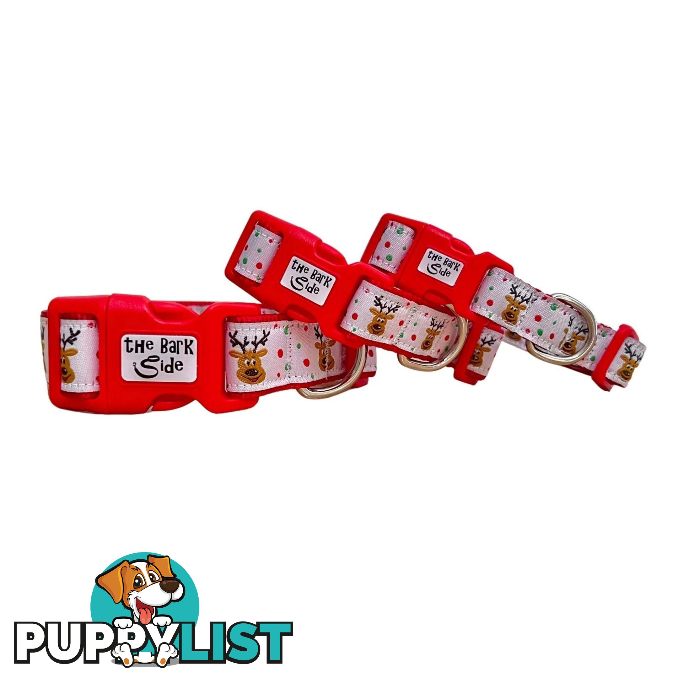 Christmas Dog Collar / Reindeer / Santa / XS - L - Hand Made by The Bark Side - TBSCHRSMLREI