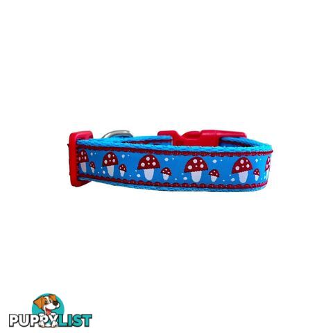 Toadstool Dog Collar / Mushroom - Hand Made by The Bark Side - TBSTOADMED