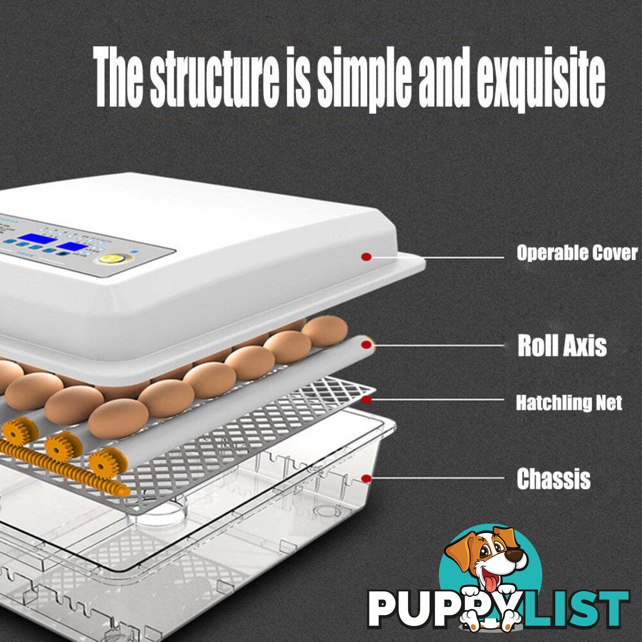 64 Egg Incubator Fully Automatic Digital Thermostat Chicken Eggs Poultry - V201-EGG0264WH8AU