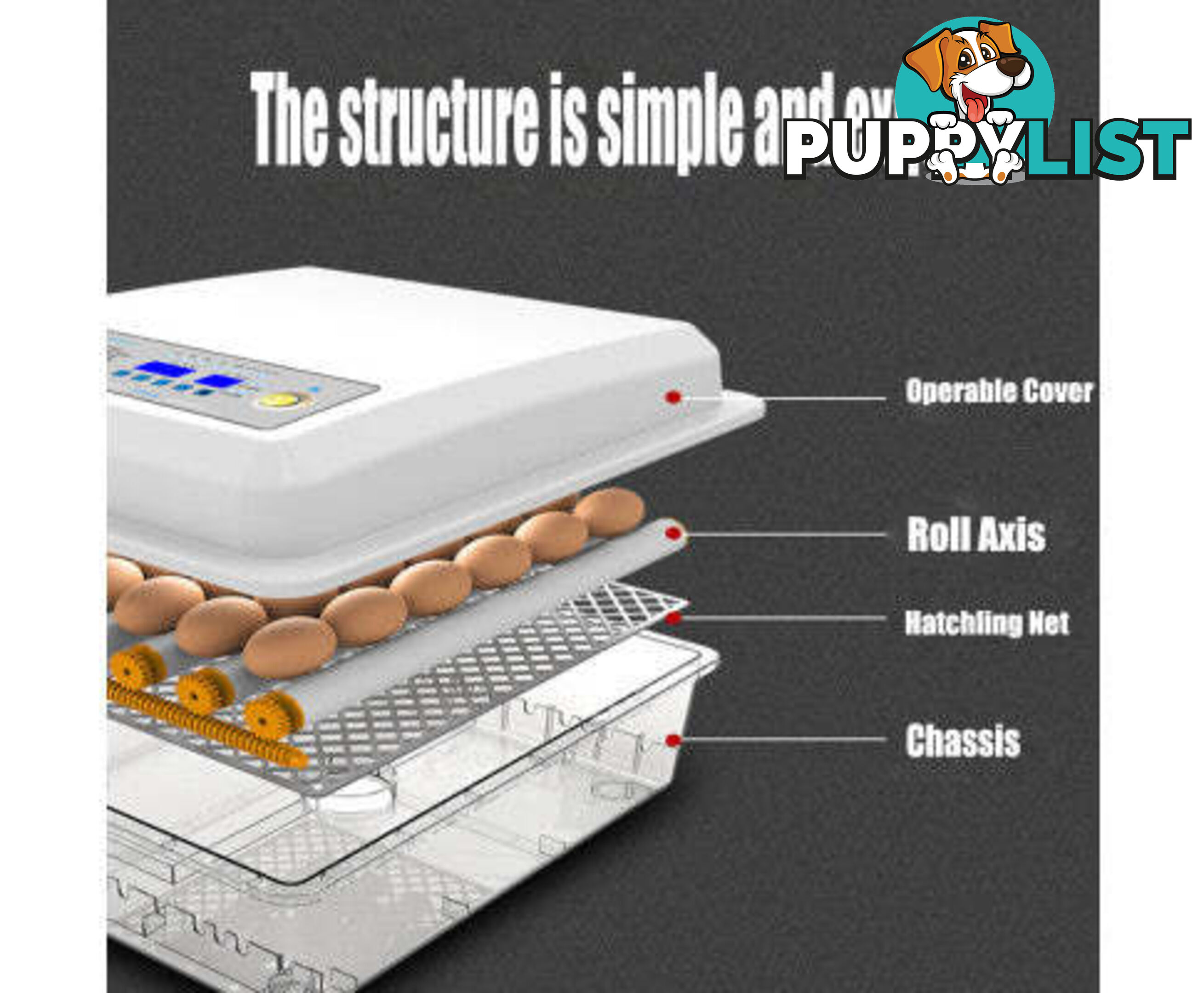 64 Egg Incubator Fully Automatic Digital Thermostat Chicken Eggs Poultry - V201-EGG0264WH8AU