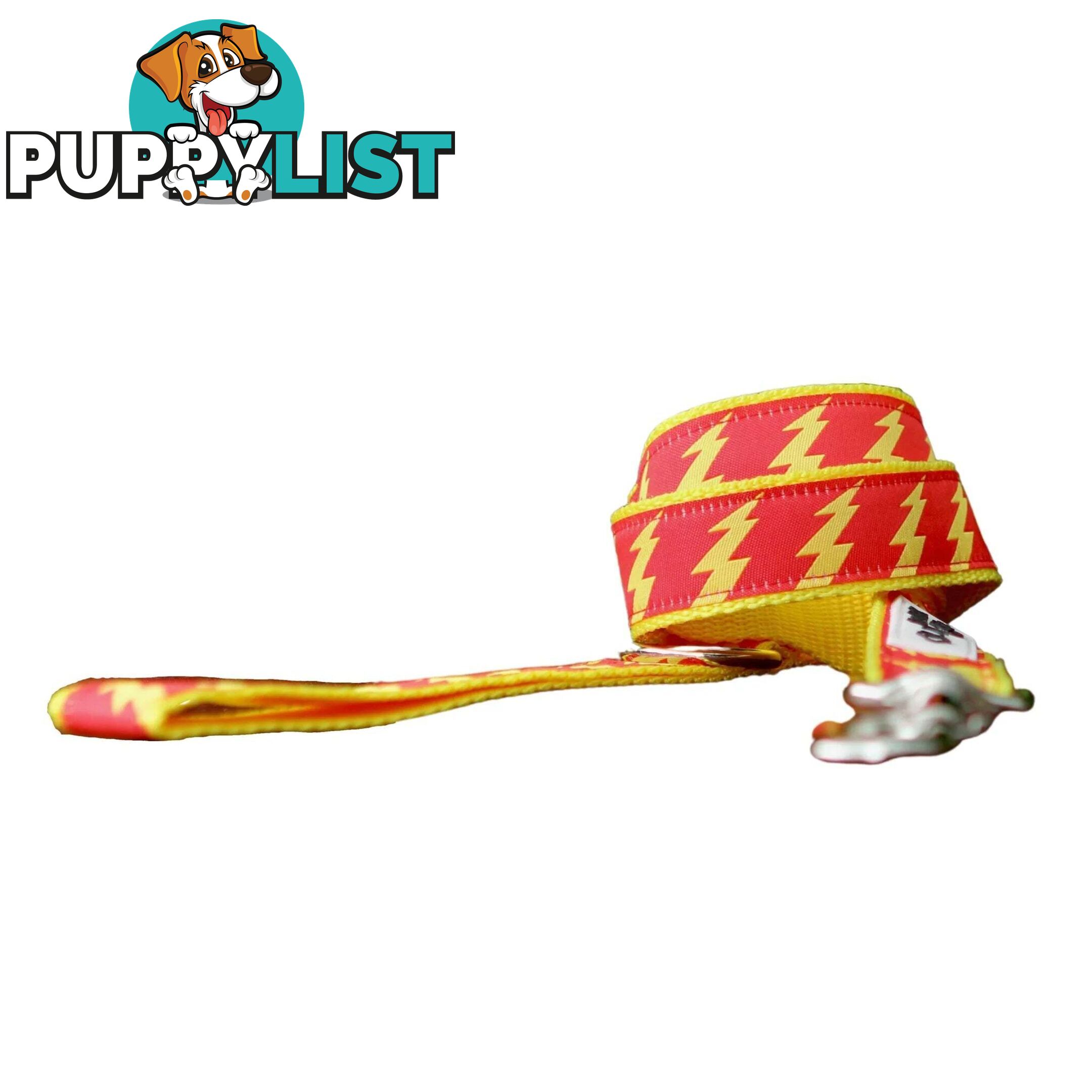 Lightning Bolt Dog Lead / Dog Leash - Hand Made by The Bark Side - TBSLDLIGBLK251.2