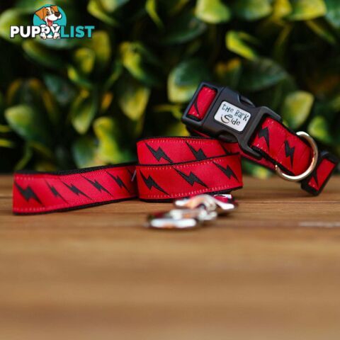 Lightning Bolt Dog Lead / Dog Leash - Hand Made by The Bark Side - TBSLDLIGBLK251.2