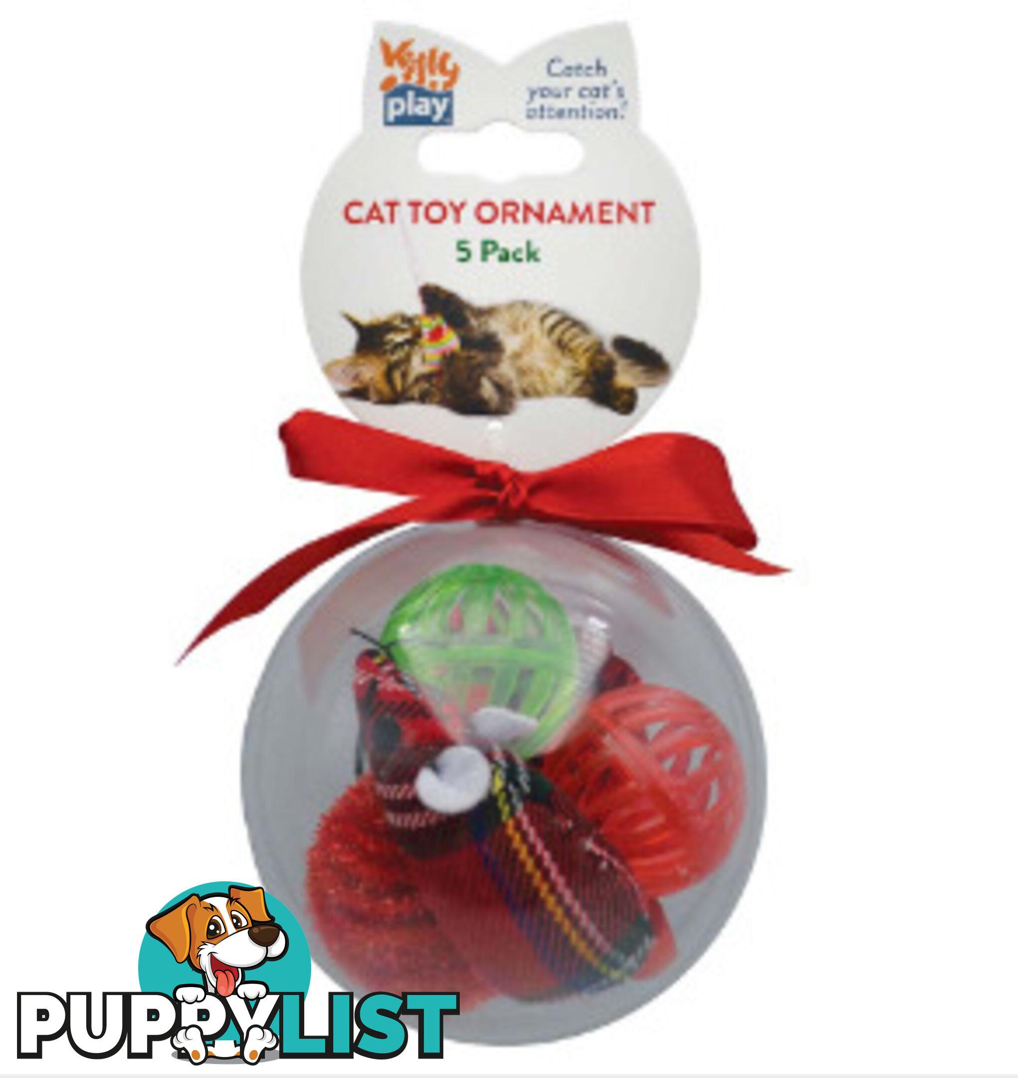 Christmas Cat Toy Ornament 5 Pack - Kitty Play - PPP-91-KPO04413