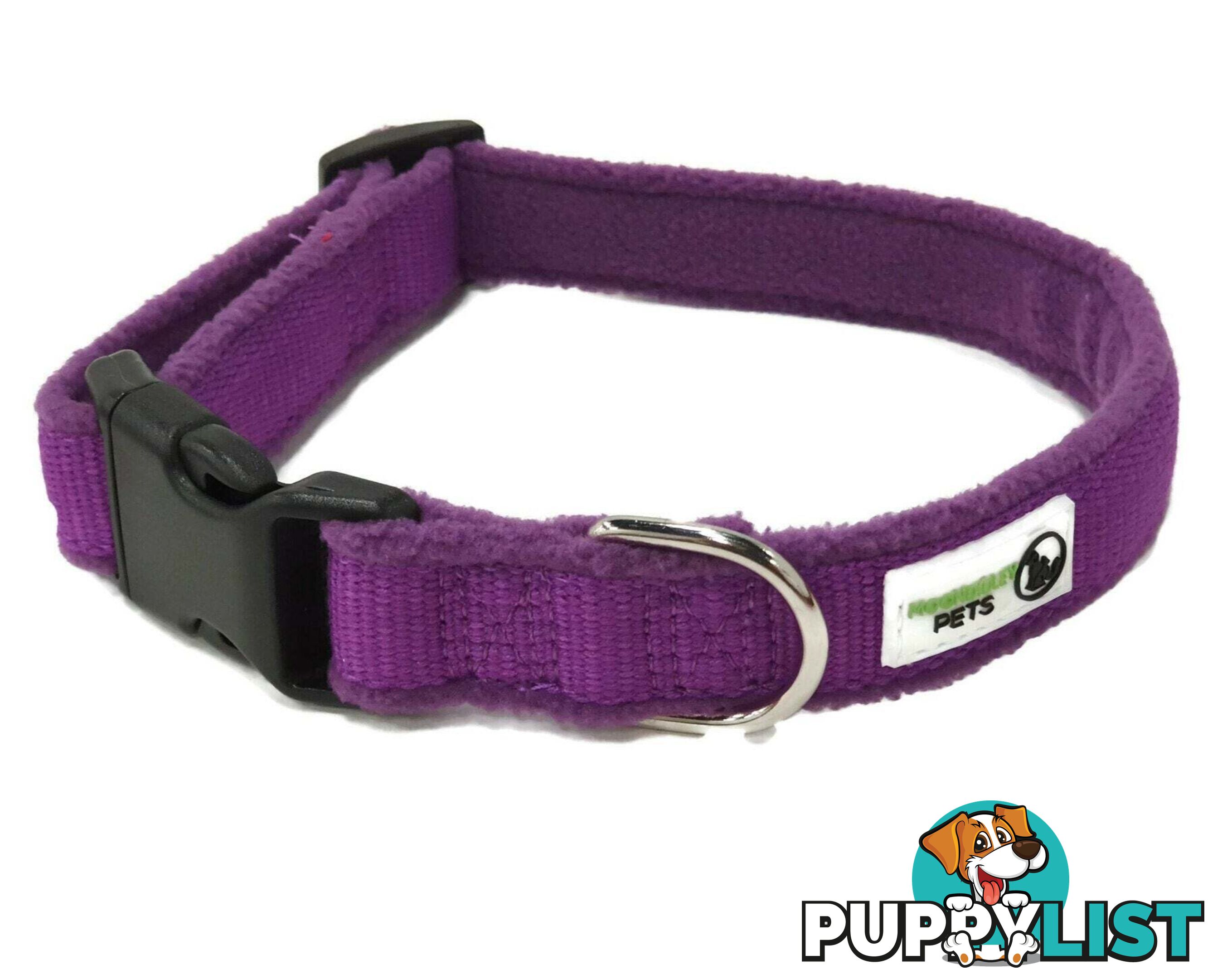 100% Pure Bamboo Fibre w/Fleece Lining Dog Collar Plastic Buckle - Moondidley Pets - MDPCOLFLELNVY