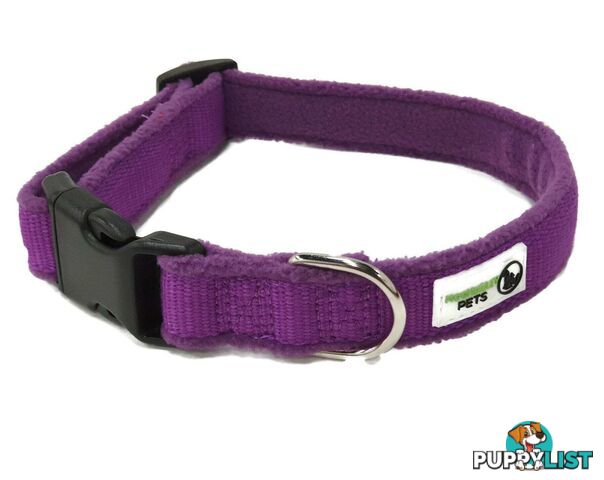 100% Pure Bamboo Fibre w/Fleece Lining Dog Collar Plastic Buckle - Moondidley Pets - MDPCOLFLELNVY