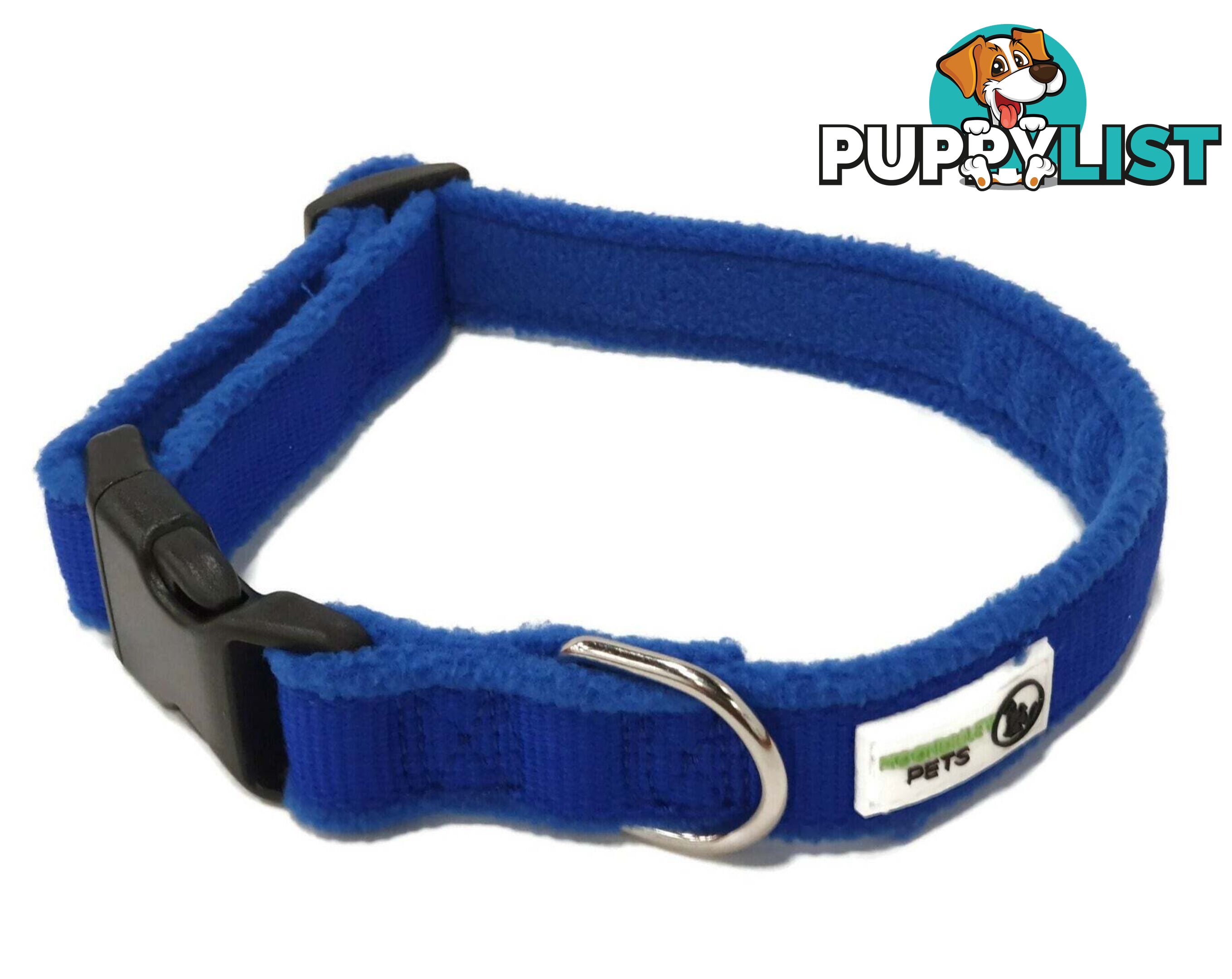 100% Pure Bamboo Fibre w/Fleece Lining Dog Collar Plastic Buckle - Moondidley Pets - MDPCOLFLELNVY