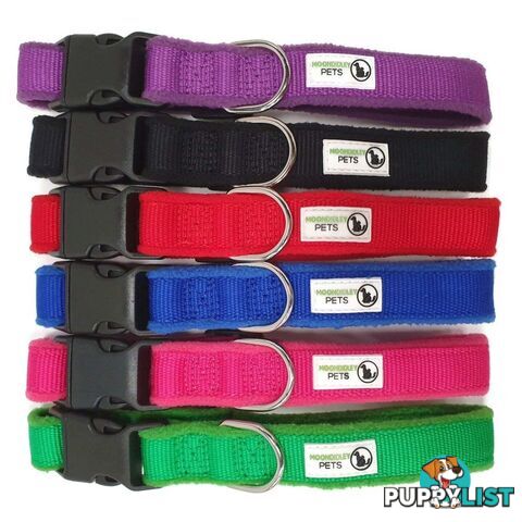 100% Pure Bamboo Fibre w/Fleece Lining Dog Collar Plastic Buckle - Moondidley Pets - MDPCOLFLELNVY