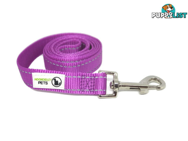 10m Long Nylon w/Reflective Stitching Dog Lead - Moondidley Pets - MDPLDREFPNK2010
