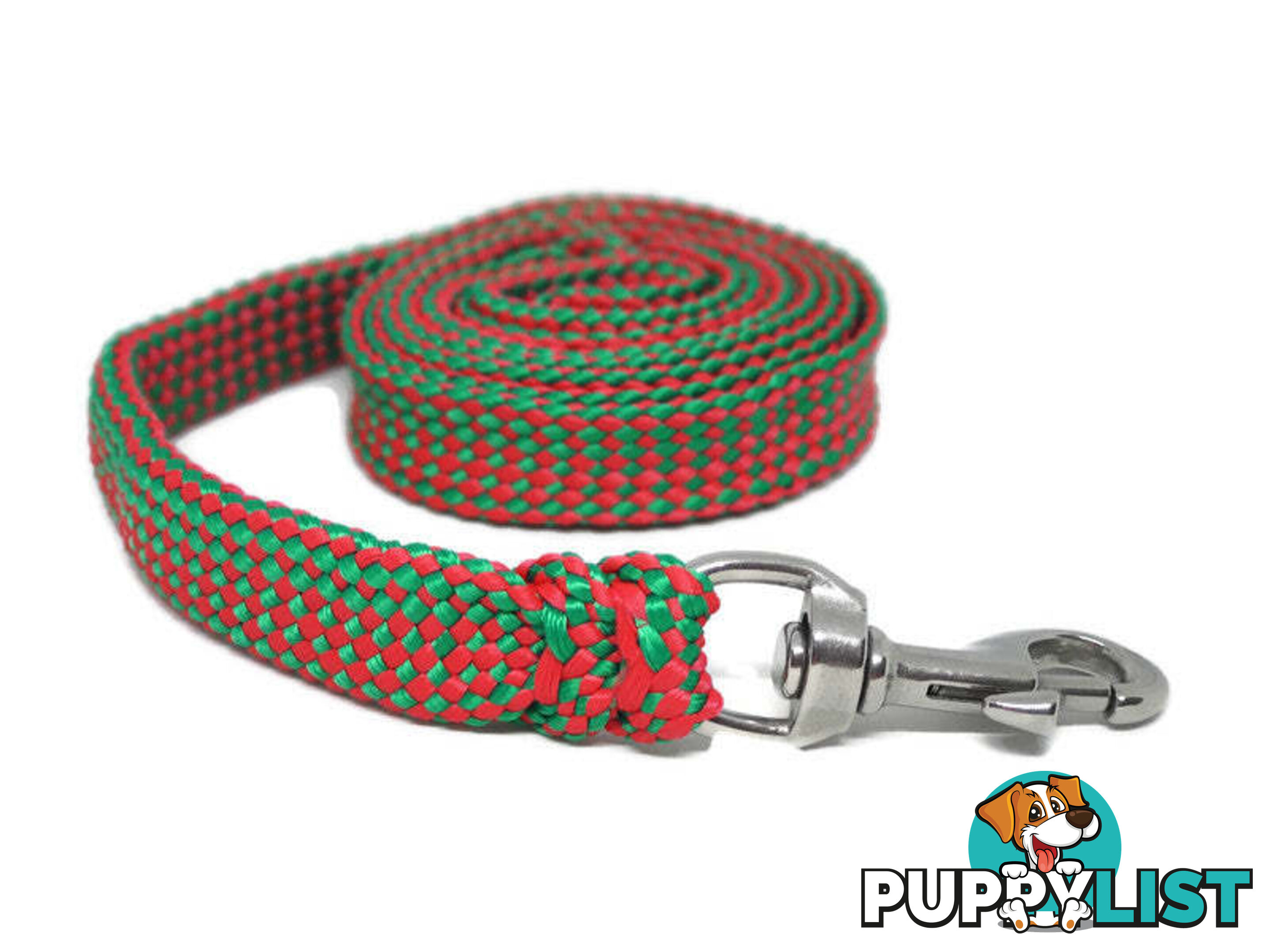 1.8m to 10m Long Dog Lead No Stitching Tough Yarnix 20mm Wide - YNXLD3BRGRN