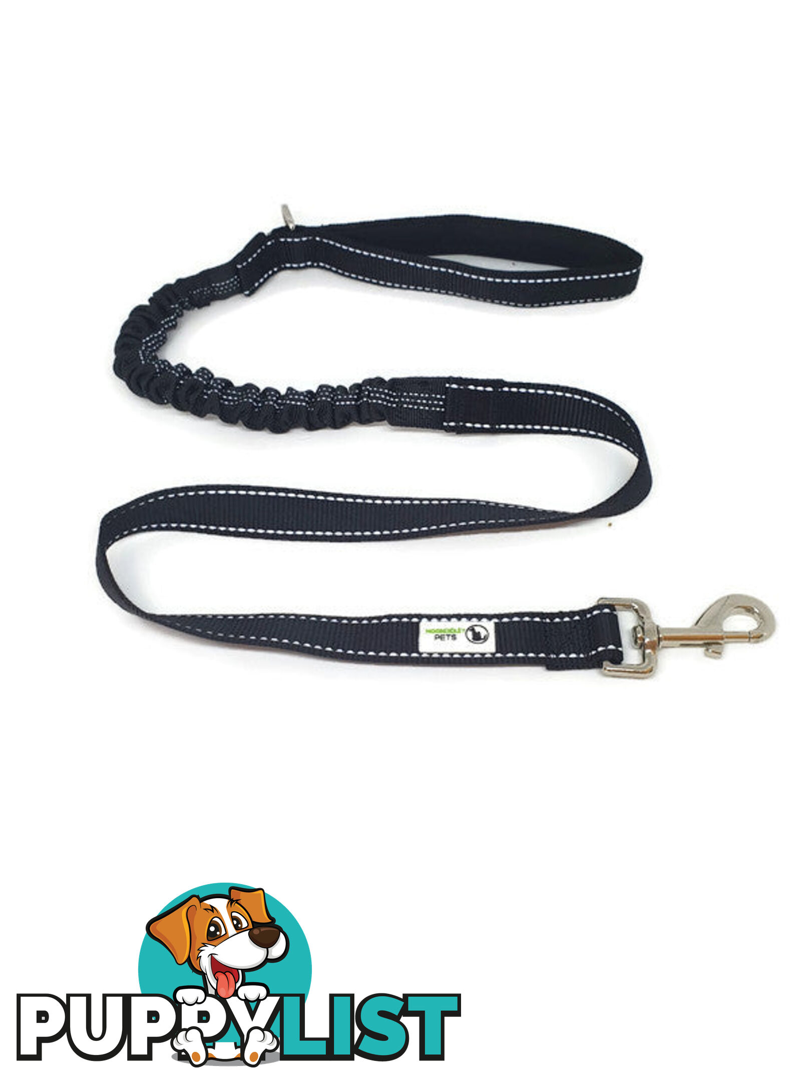 Bungee Dog Lead Nylon w/Reflective Stitching - Moondidley Pets - MDPLDBUNLBL