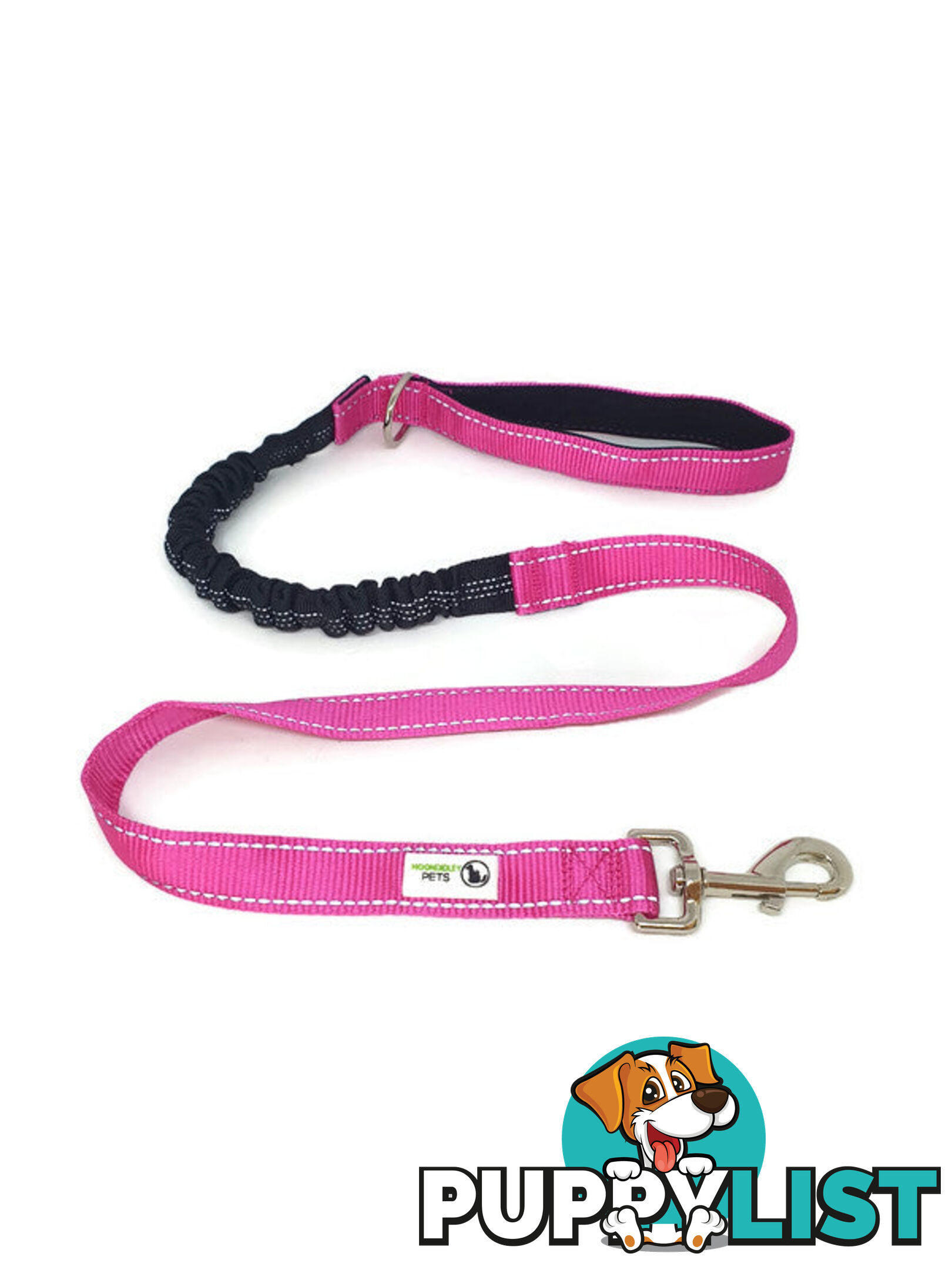 Bungee Dog Lead Nylon w/Reflective Stitching - Moondidley Pets - MDPLDBUNLBL