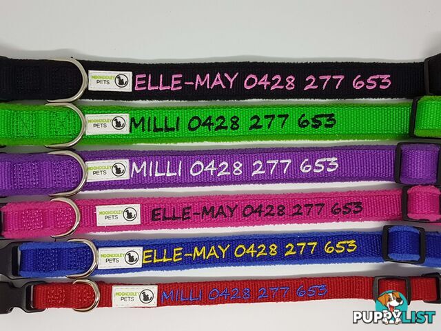 Doggie ID Collar Bamboo Fibre Fleece Padded Personalised Embroidered - CCB-CO-NP5-SPK-NO