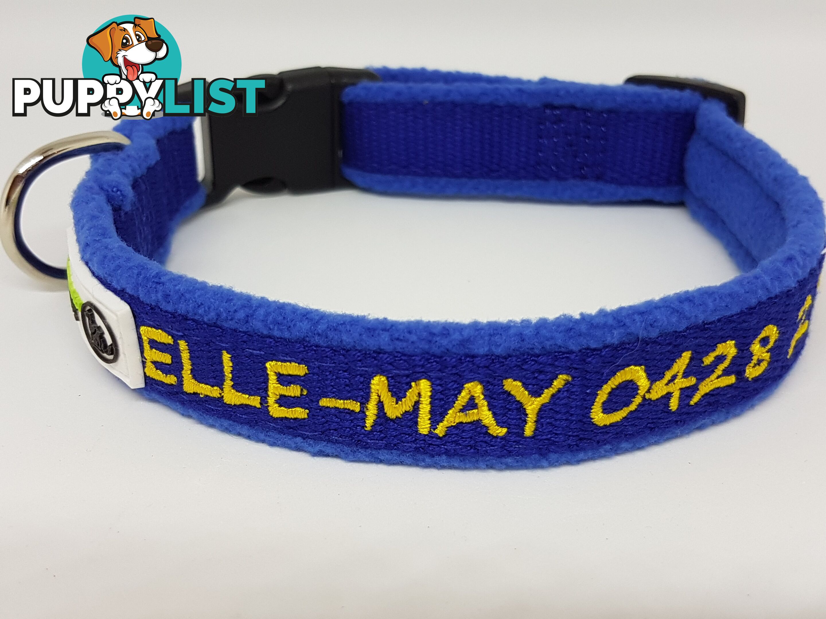 Doggie ID Collar Bamboo Fibre Fleece Padded Personalised Embroidered - CCB-CO-NP5-SPK-NO