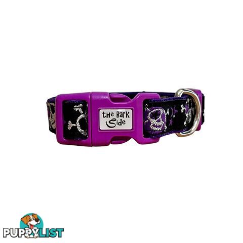 Skulls & Stars Dog Collar - Hand Made by The Bark Side - TBSSKUMEDBLU
