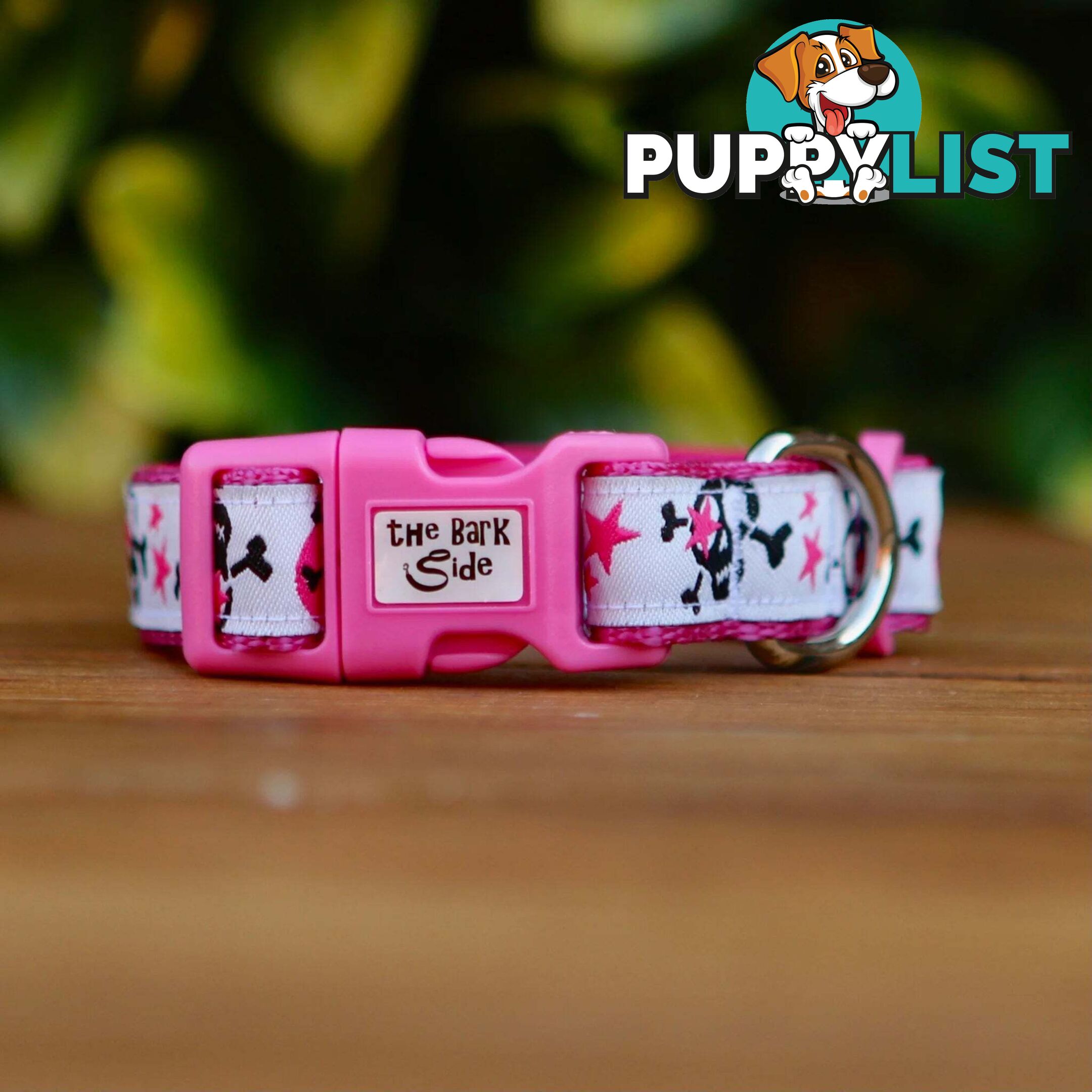 Skulls & Stars Dog Collar - Hand Made by The Bark Side - TBSSKUMEDBLU