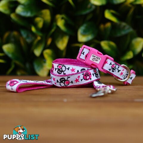 Skulls & Stars Dog Collar - Hand Made by The Bark Side - TBSSKUMEDBLU
