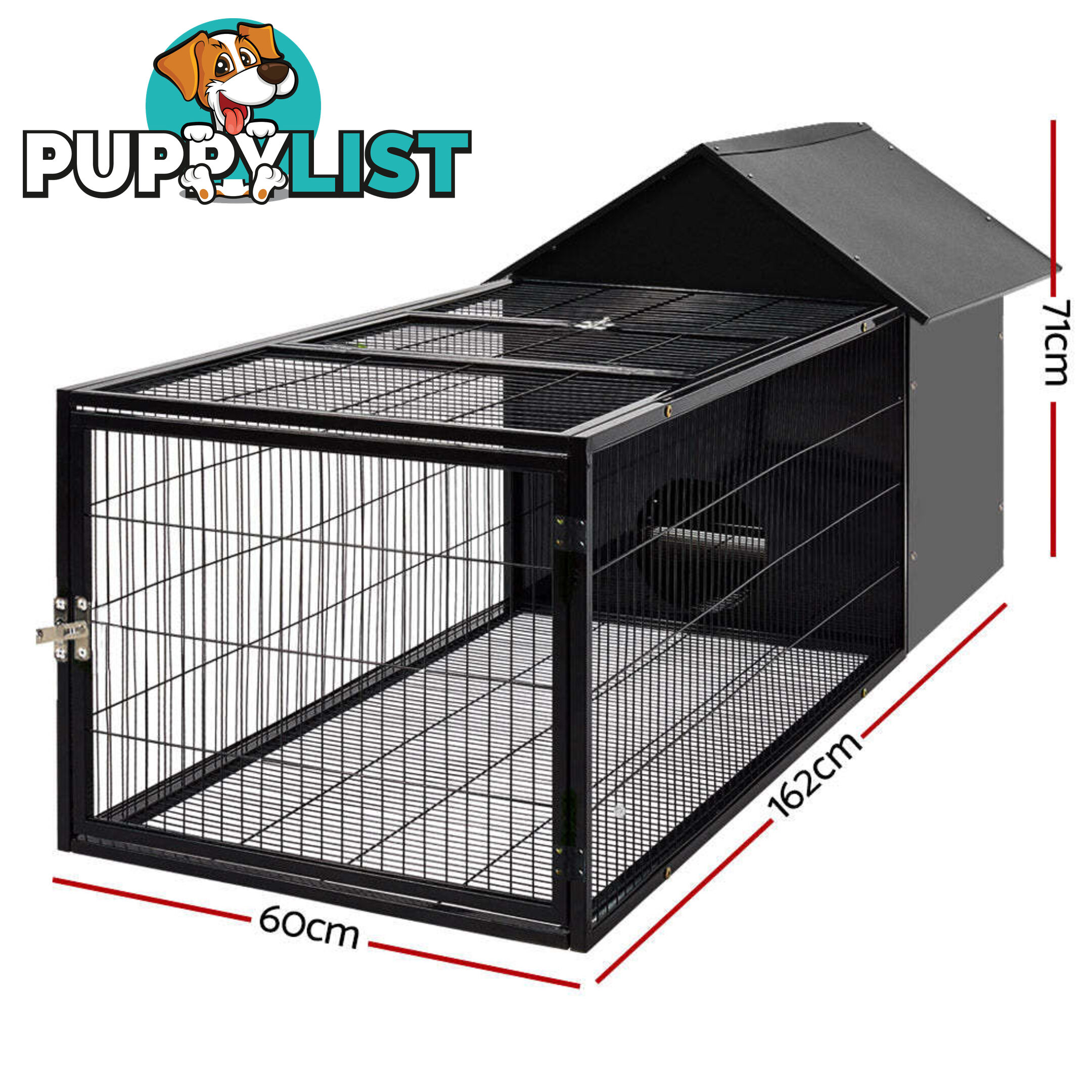 i.Pet Rabbit Cage Hutch 162x60cm Enclosure Metal - PET-RAB-CAGE-L160