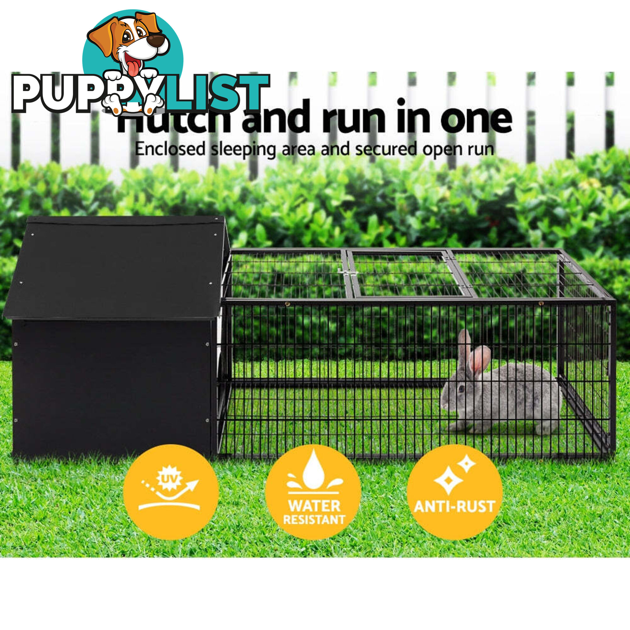 i.Pet Rabbit Cage Hutch 162x60cm Enclosure Metal - PET-RAB-CAGE-L160