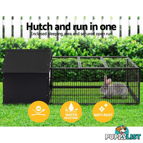 i.Pet Rabbit Cage Hutch 162x60cm Enclosure Metal - PET-RAB-CAGE-L160
