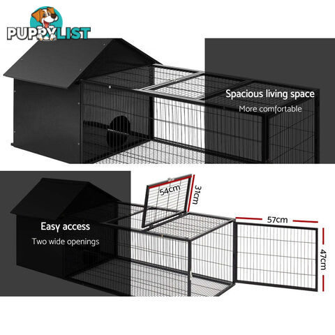 i.Pet Rabbit Cage Hutch 162x60cm Enclosure Metal - PET-RAB-CAGE-L160