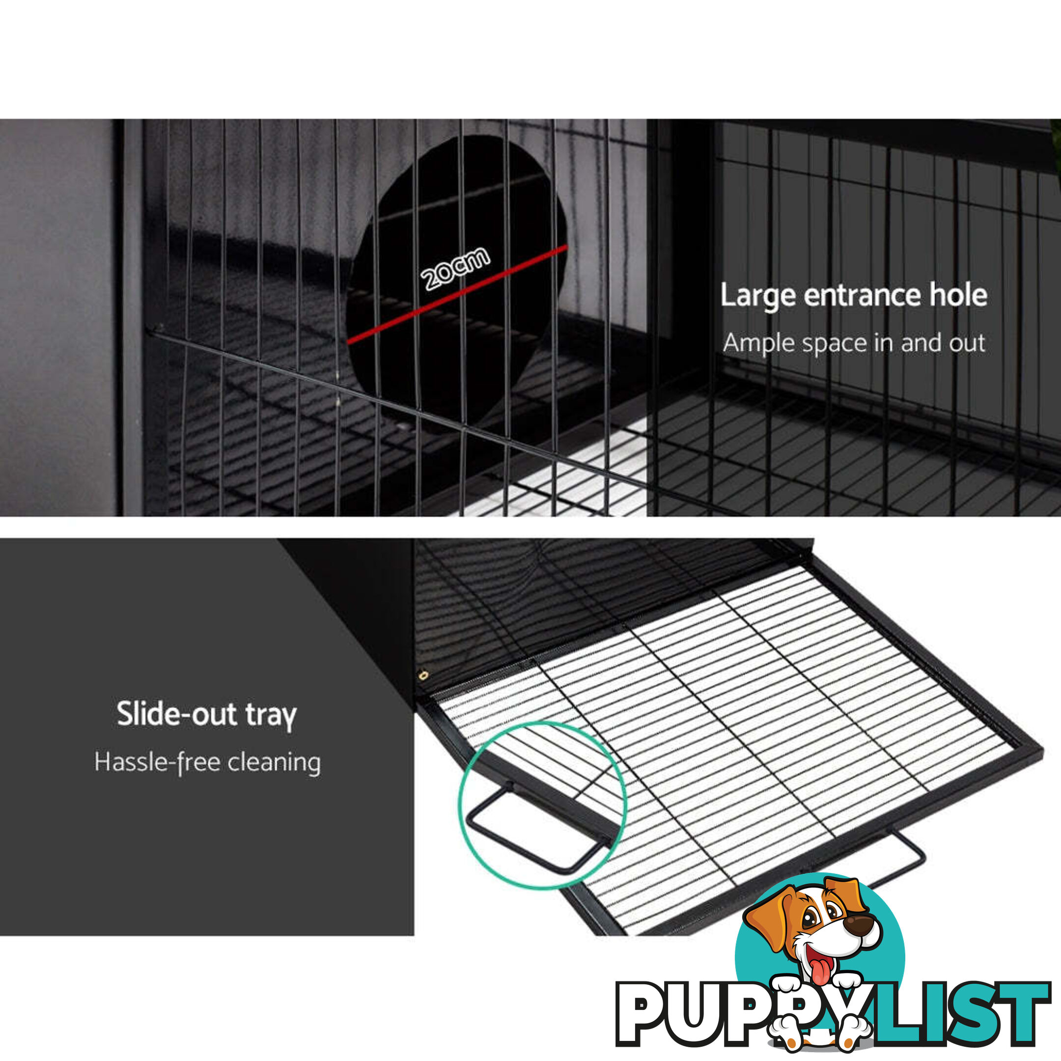 i.Pet Rabbit Cage Hutch 162x60cm Enclosure Metal - PET-RAB-CAGE-L160