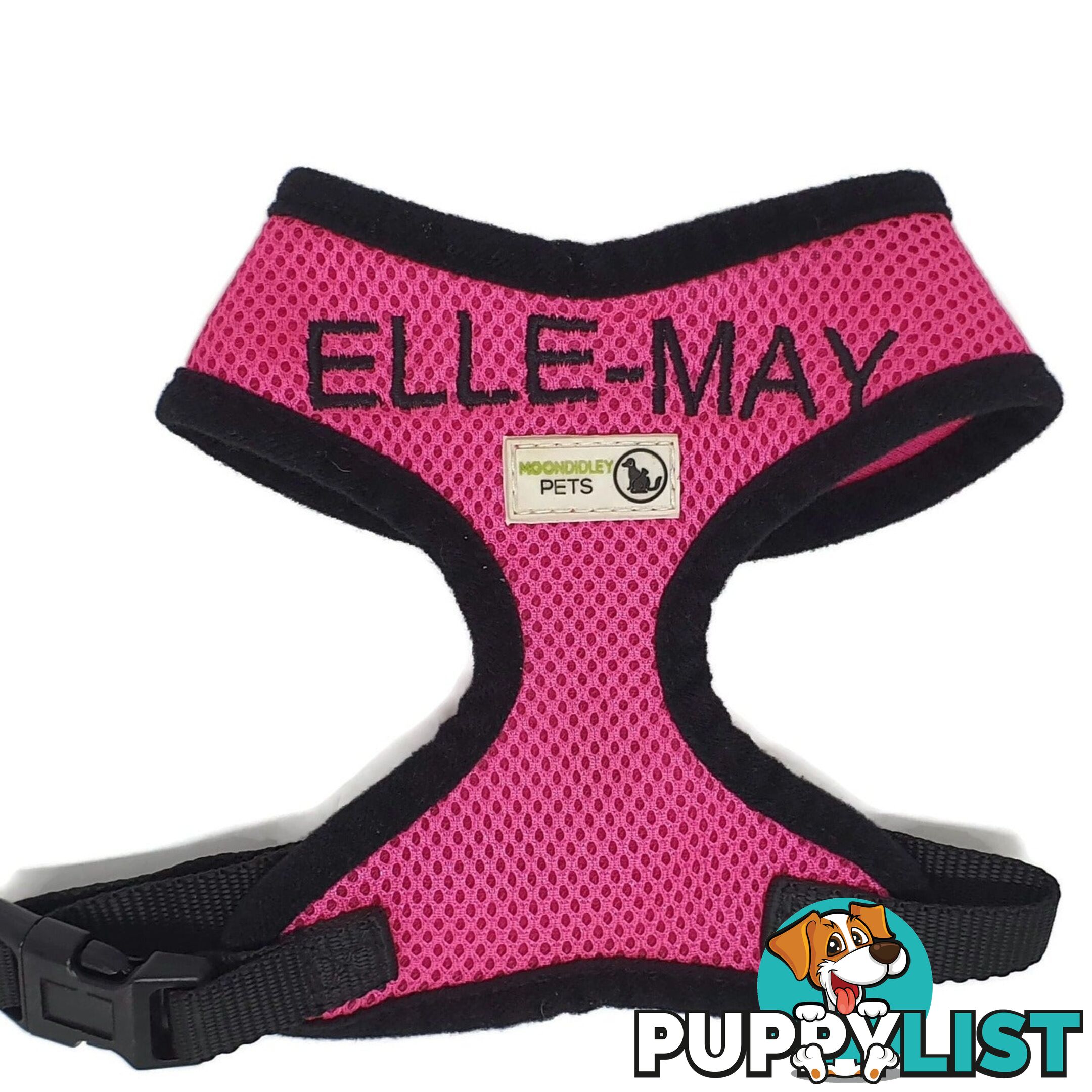 Doggie ID Harness Soft Air Mesh Personalised Embroidered - GC-HAR-ID-PNK-XL