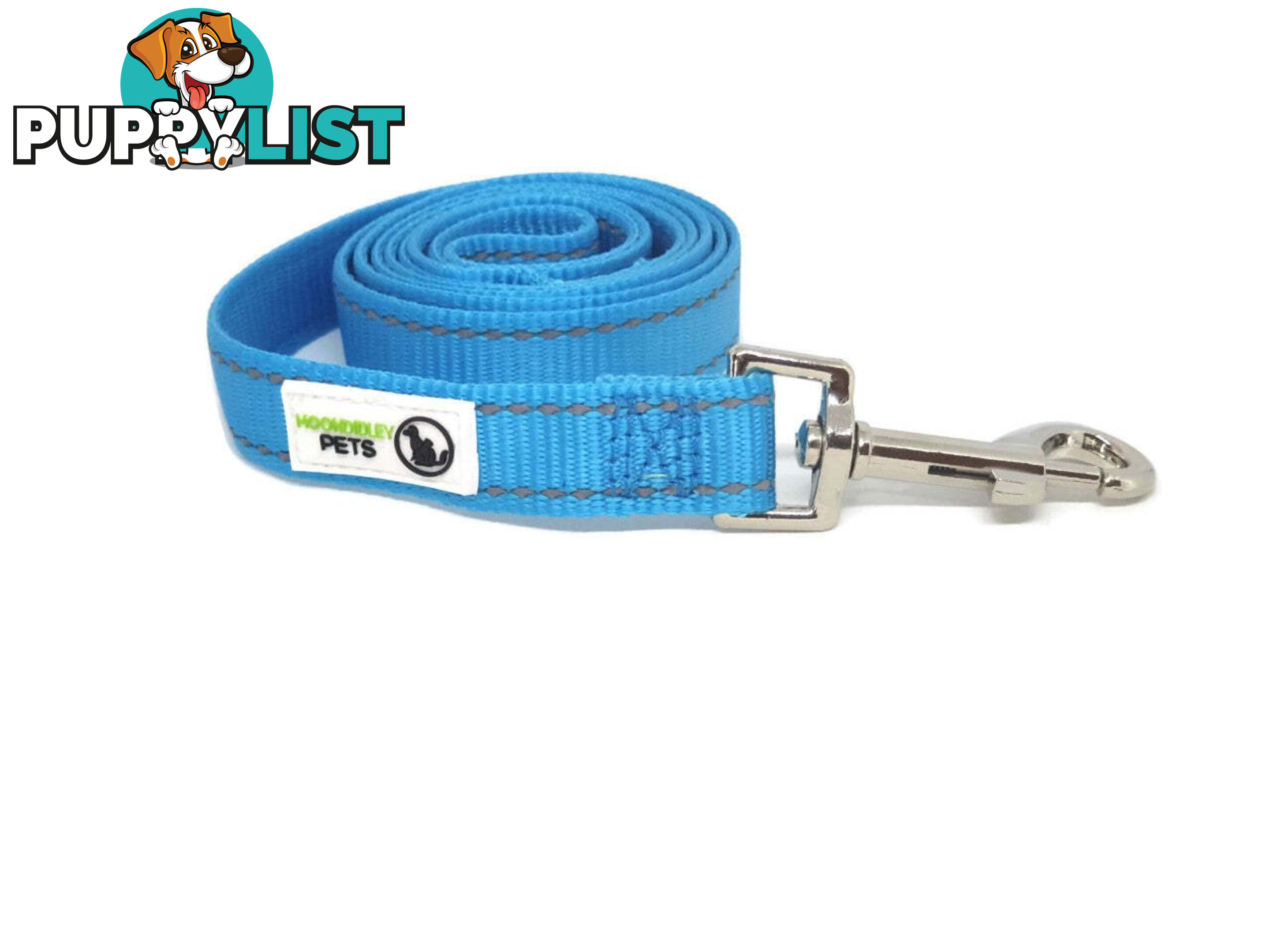 60cm Short Dog Lead Nyon w/Reflective Stitching - Moondidley Pets - MDPLDREFLBLU2560
