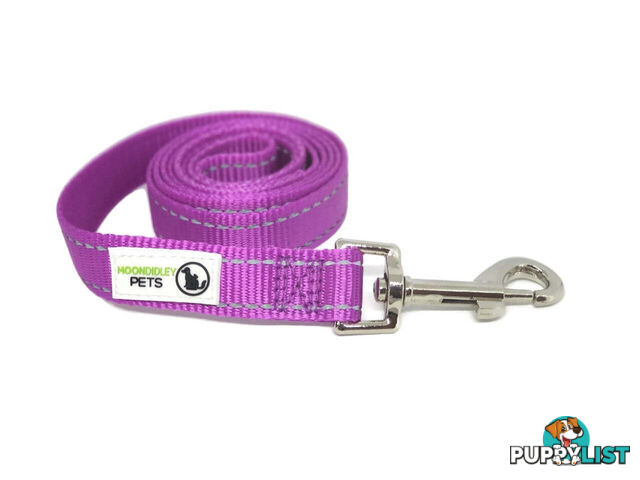 60cm Short Dog Lead Nyon w/Reflective Stitching - Moondidley Pets - MDPLDREFLBLU2560