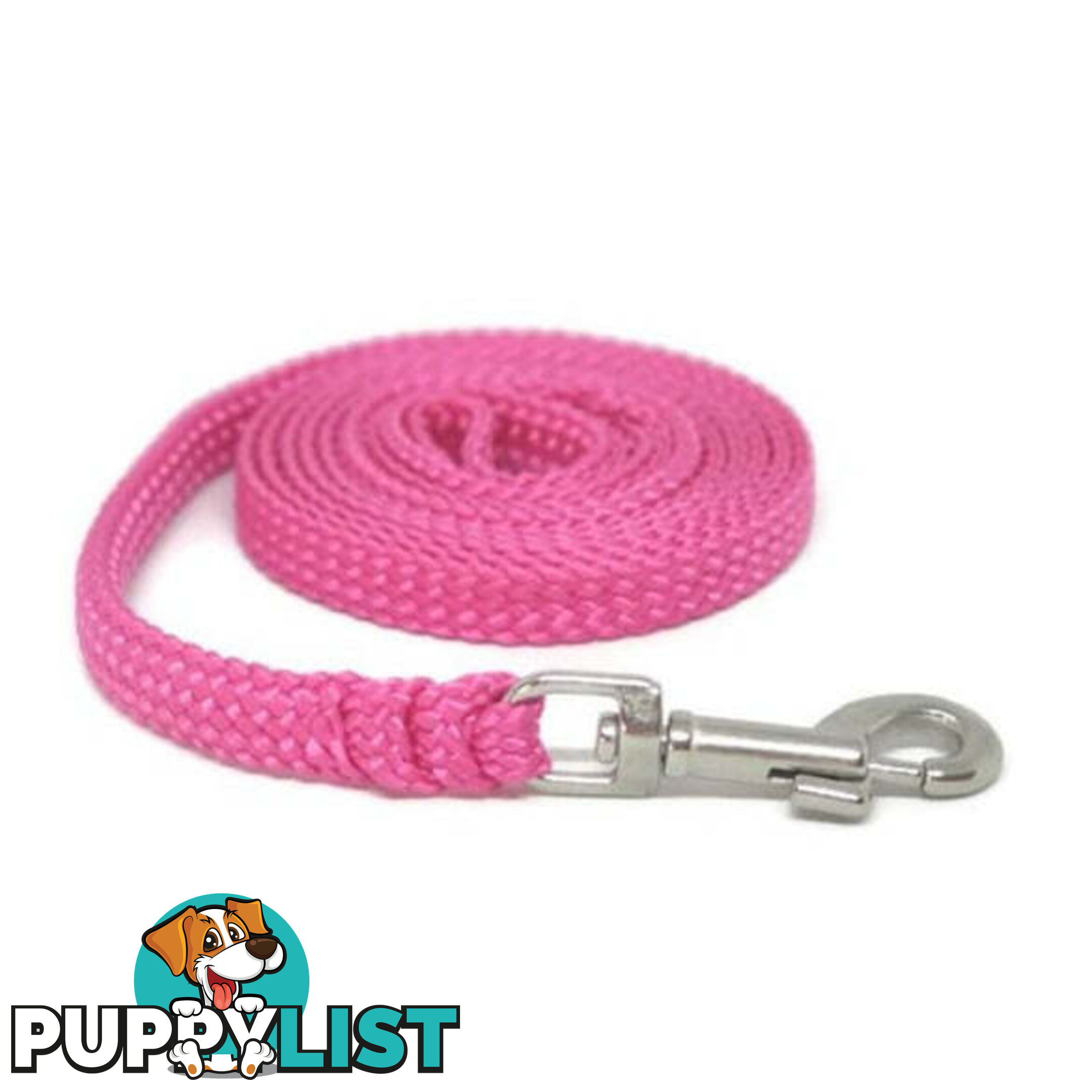 1.8m to 10m Long Dog Lead No Stitching Tough Yarnix 10mm Wide - YNXLD10-10-PNK-BR
