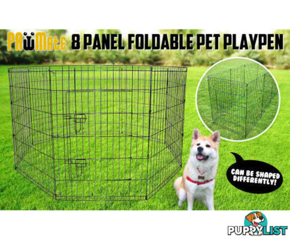 Paw Mate Pet Playpen 8 Panel Foldable Dog Cage + Cover - V274-PET-PP36-PPCV36-GN