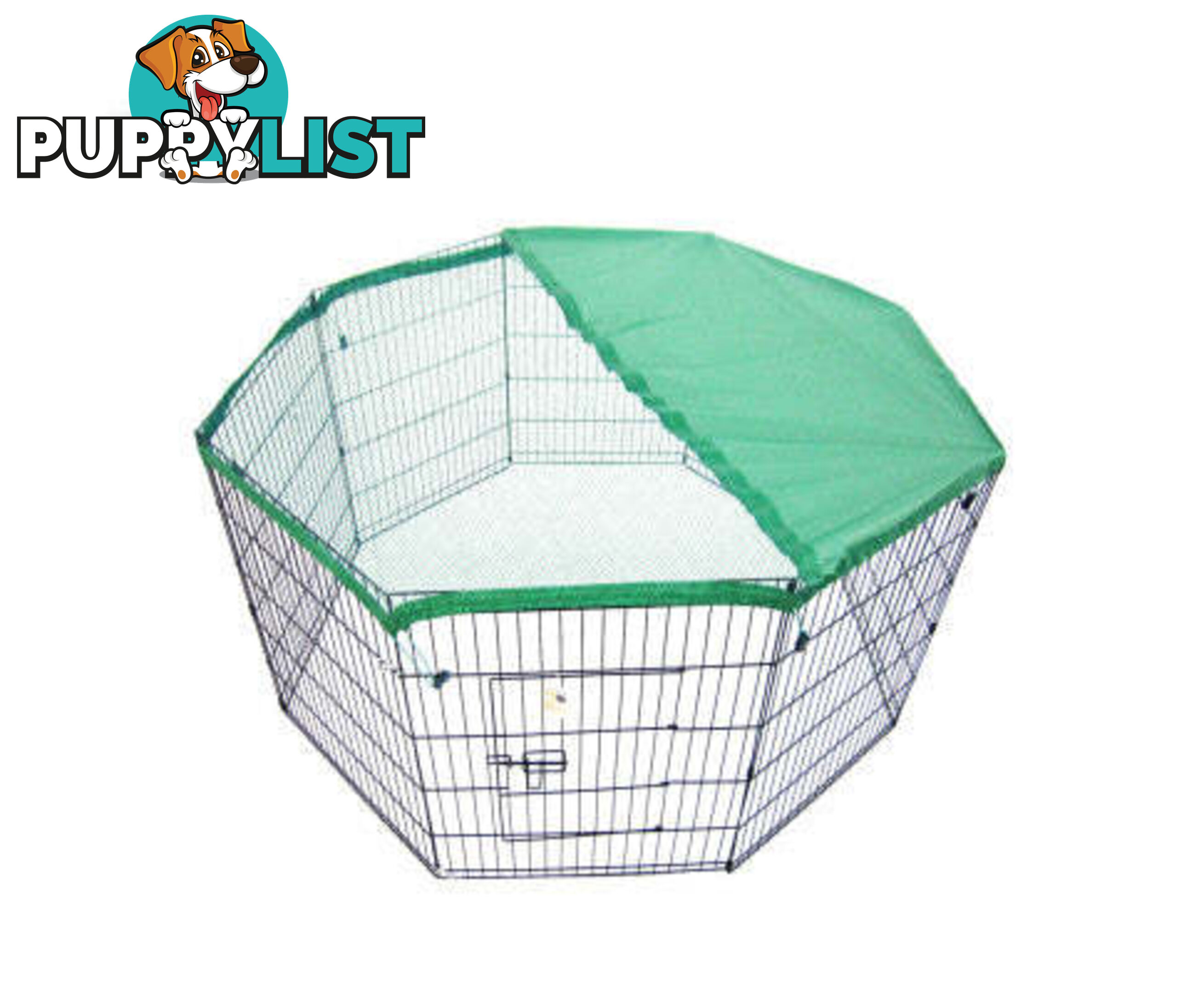 Paw Mate Pet Playpen 8 Panel Foldable Dog Cage + Cover - V274-PET-PP36-PPCV36-GN