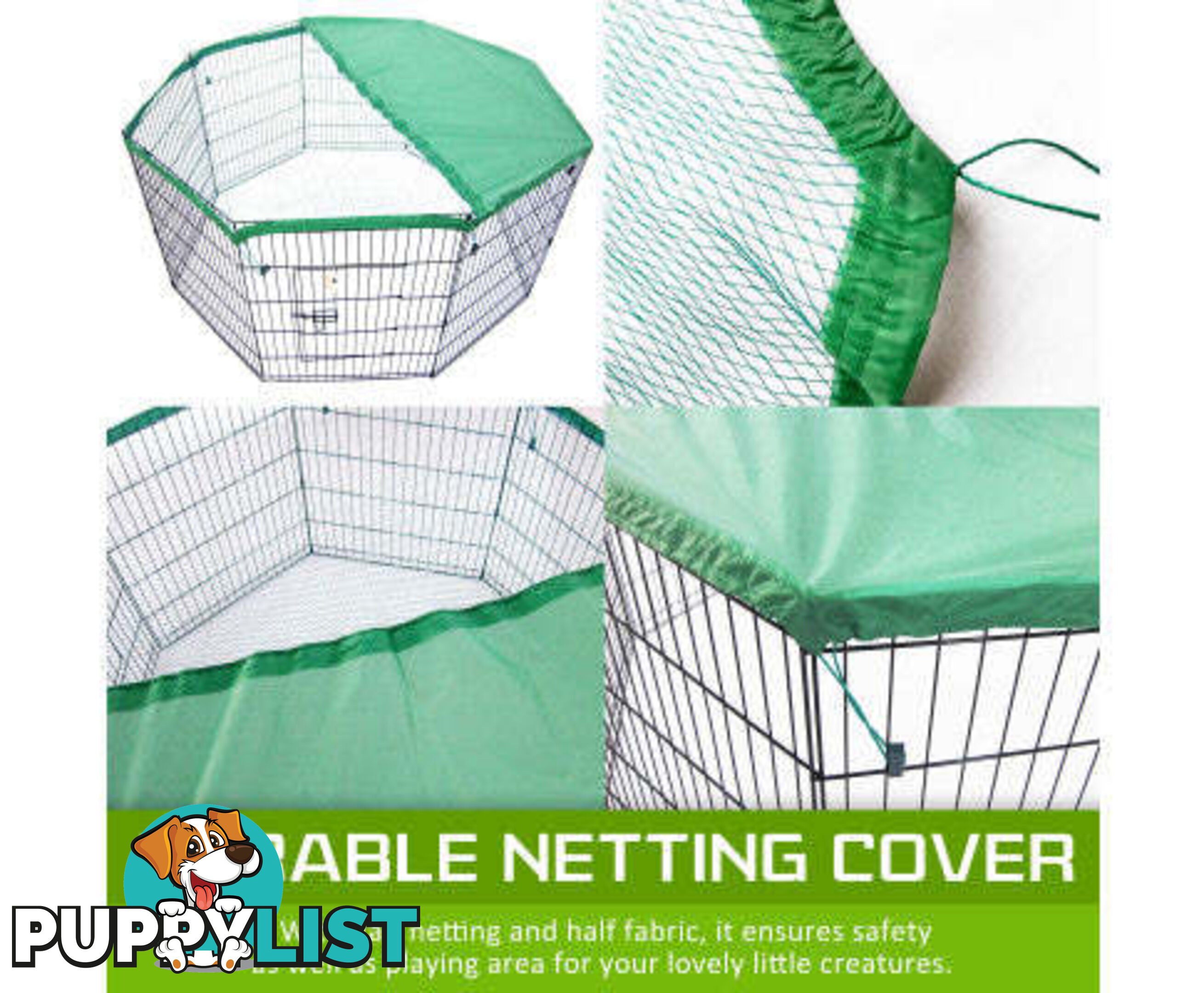 Paw Mate Pet Playpen 8 Panel Foldable Dog Cage + Cover - V274-PET-PP36-PPCV36-GN