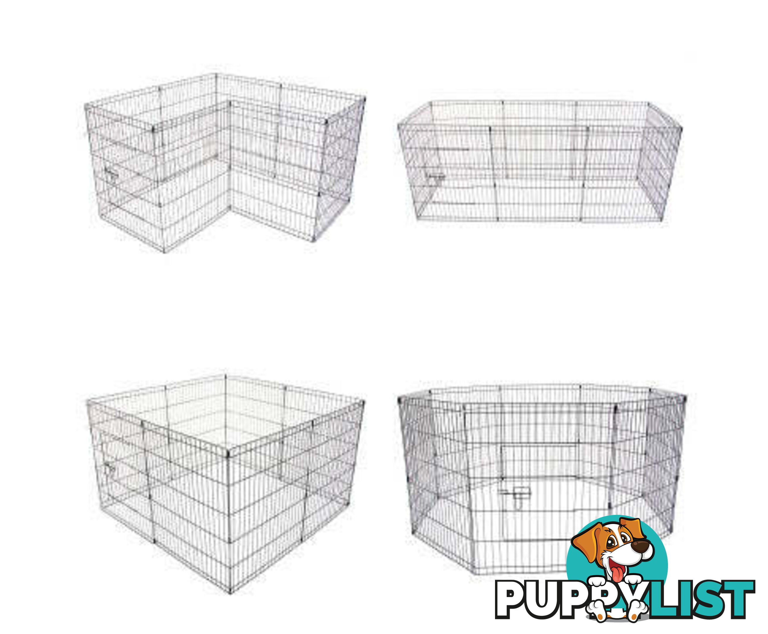 Paw Mate Pet Playpen 8 Panel Foldable Dog Cage + Cover - V274-PET-PP36-PPCV36-GN